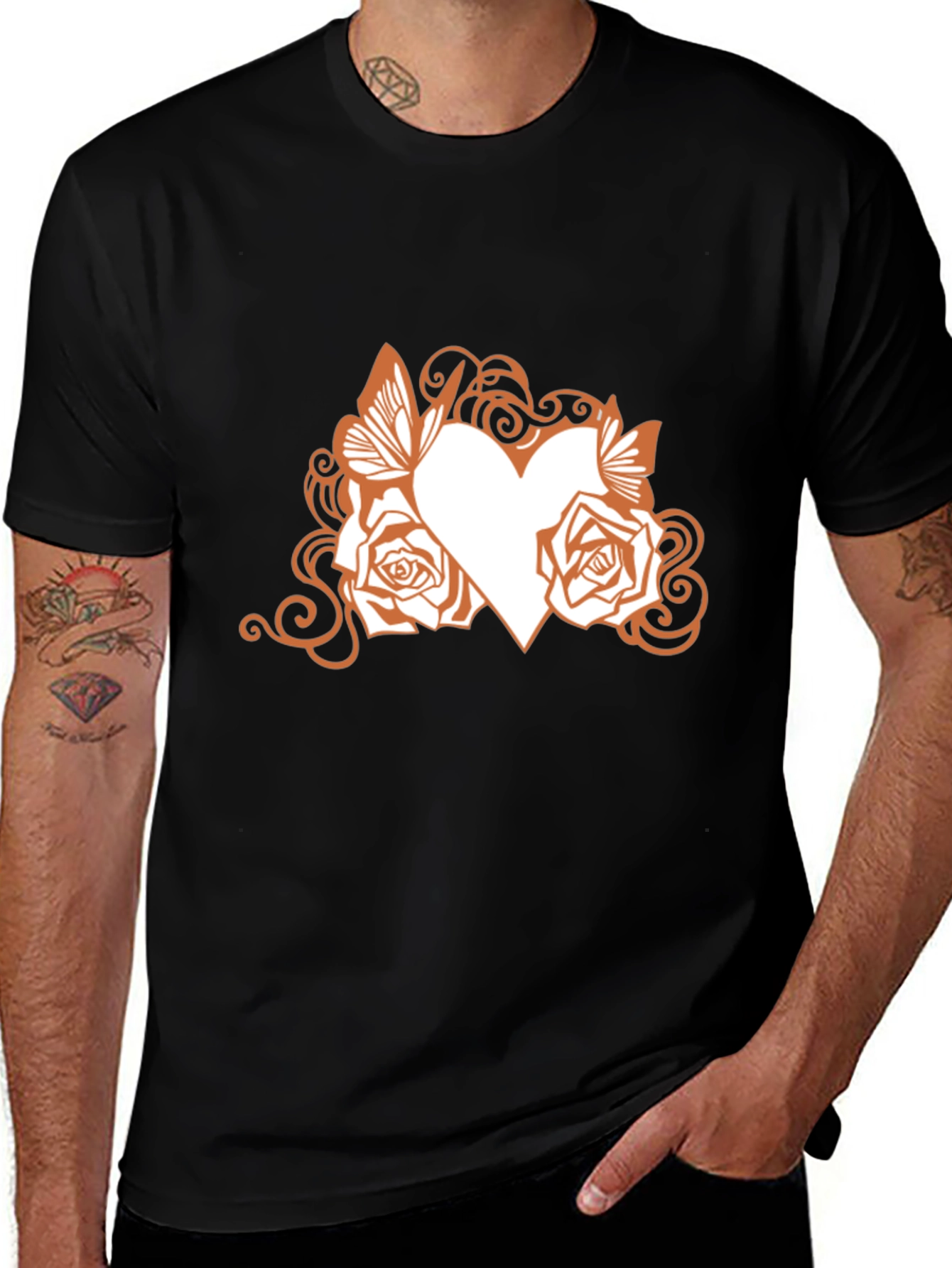 Variant 26 of Heart Rose Butterfly Graphic T-Shirt