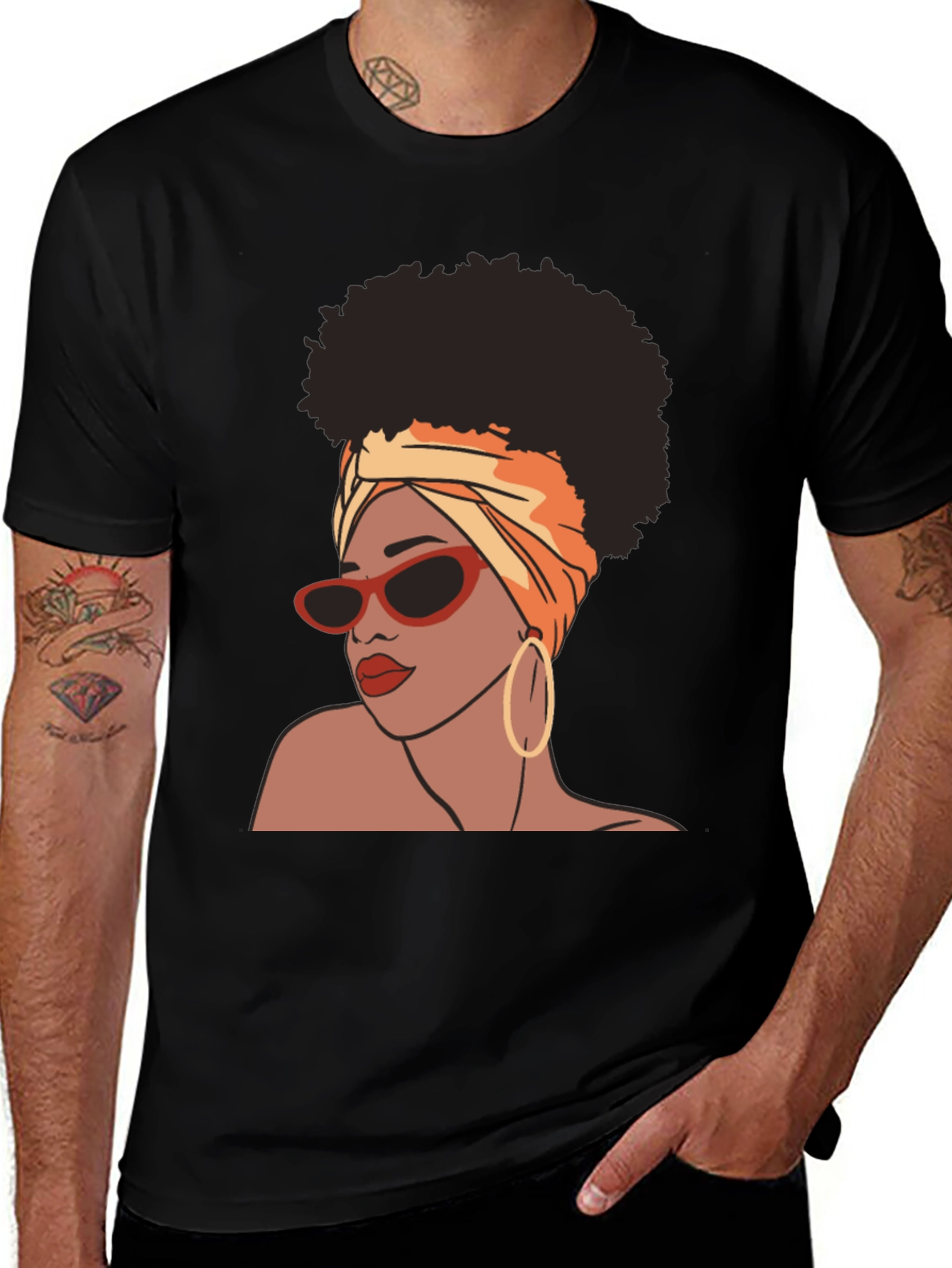 Variant 11 of Afro Woman Graphic Tee - Stylish Black T-Shirt