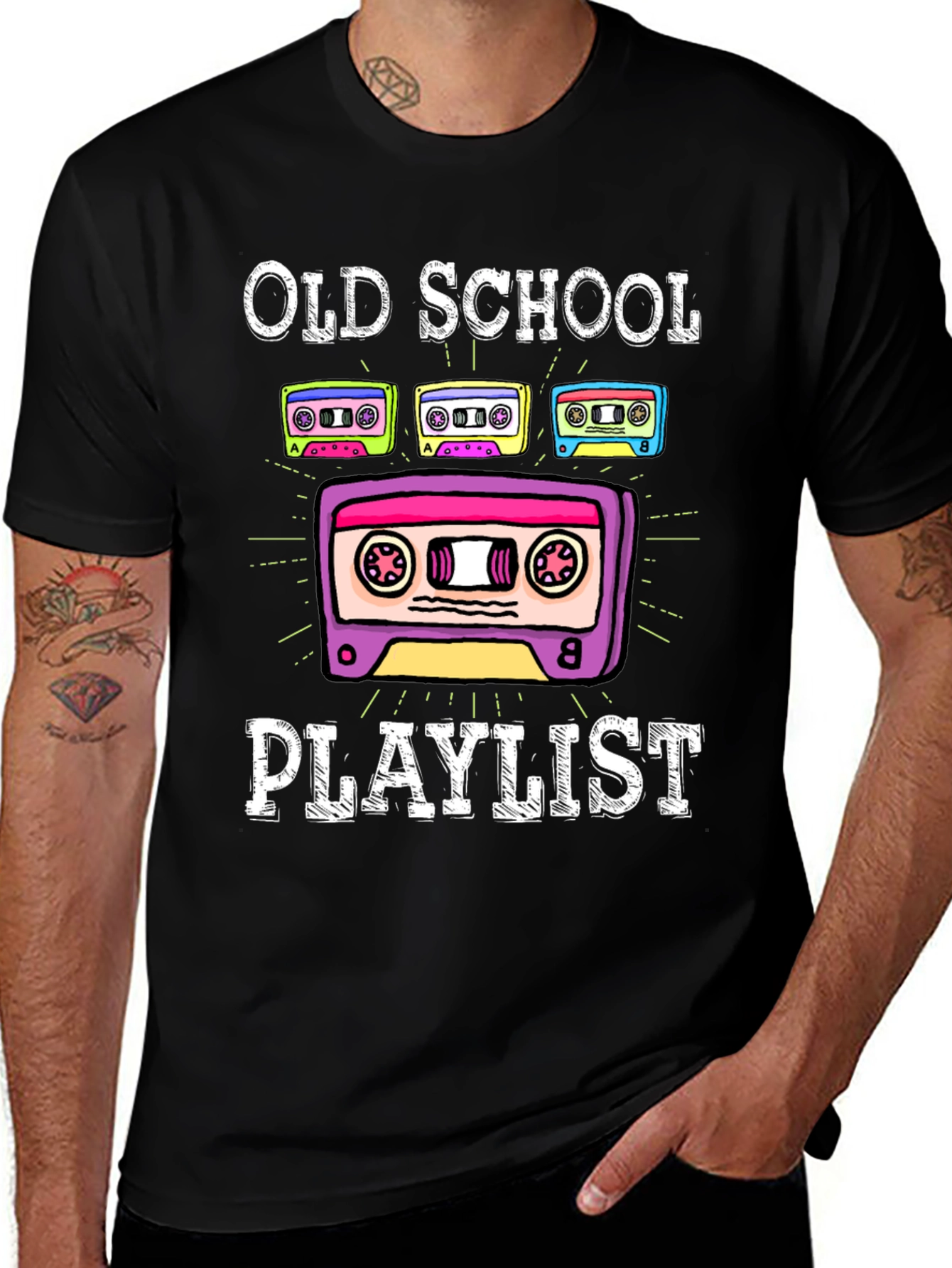 Variant 22 of Old School Playlist Cassette Tape Graphic Tee
