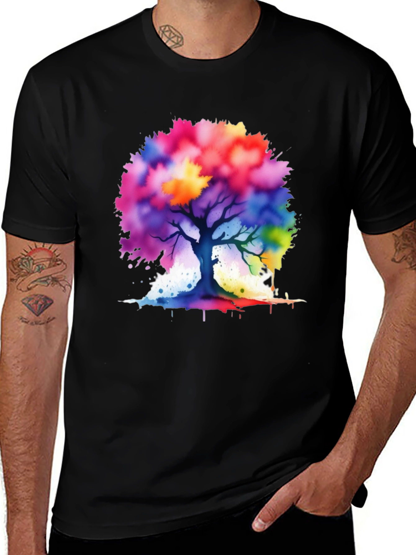 Variant 14 of Colorful Tree Graphic Tee - Artistic Design