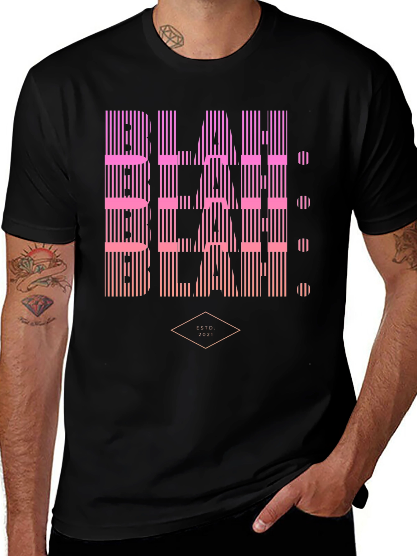 Variant 12 of Blah Striped Graphic T-Shirt