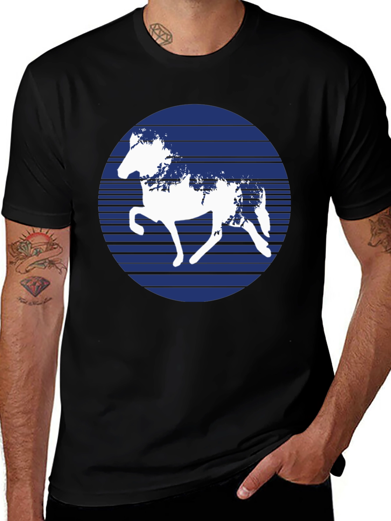 Variant 22 of Black Horse Silhouette Graphic T-Shirt