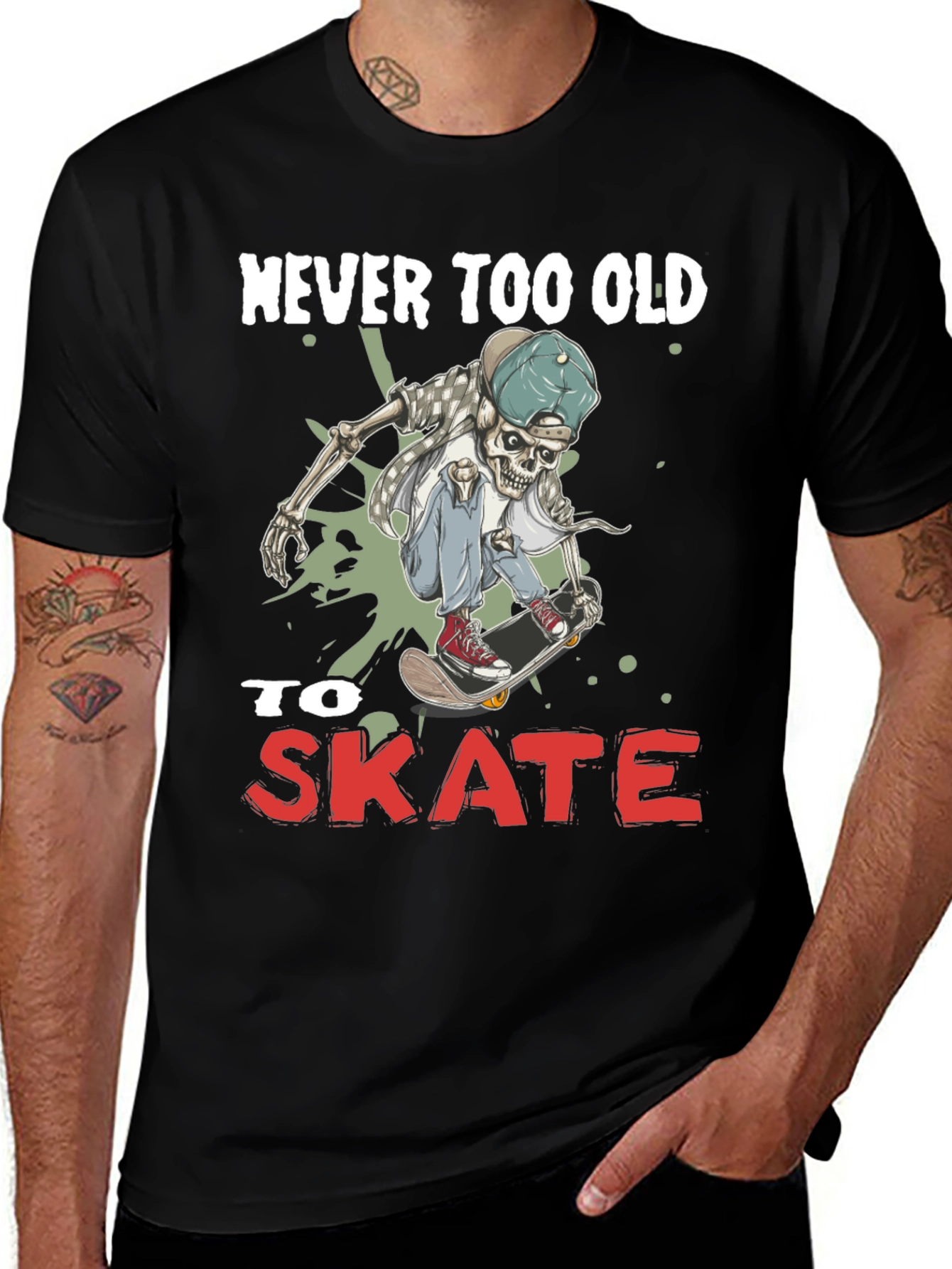 Variant 3 of Never Too Old to Skate Skeleton T-Shirt