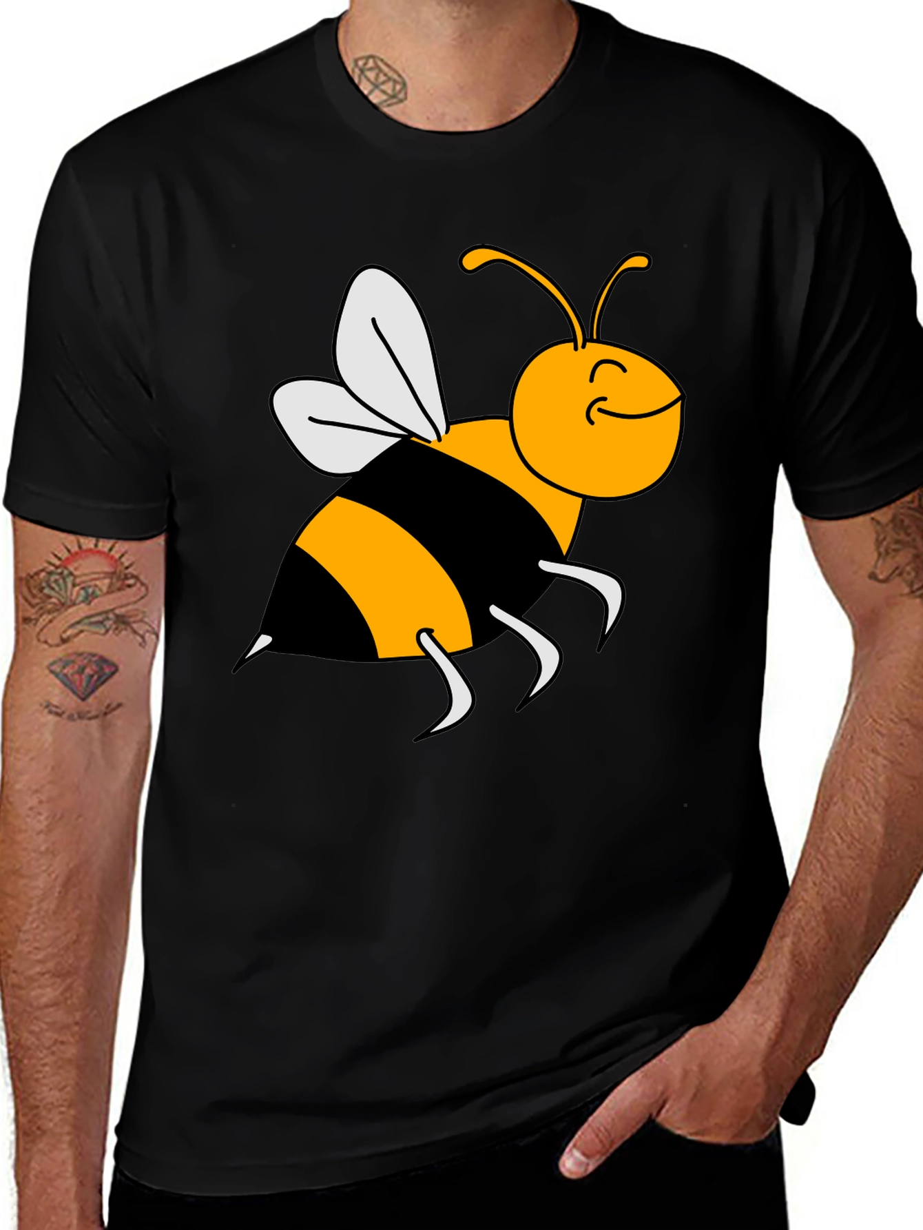 Variant 28 of Bumble Bee Graphic Tee - Black Cotton T-Shirt
