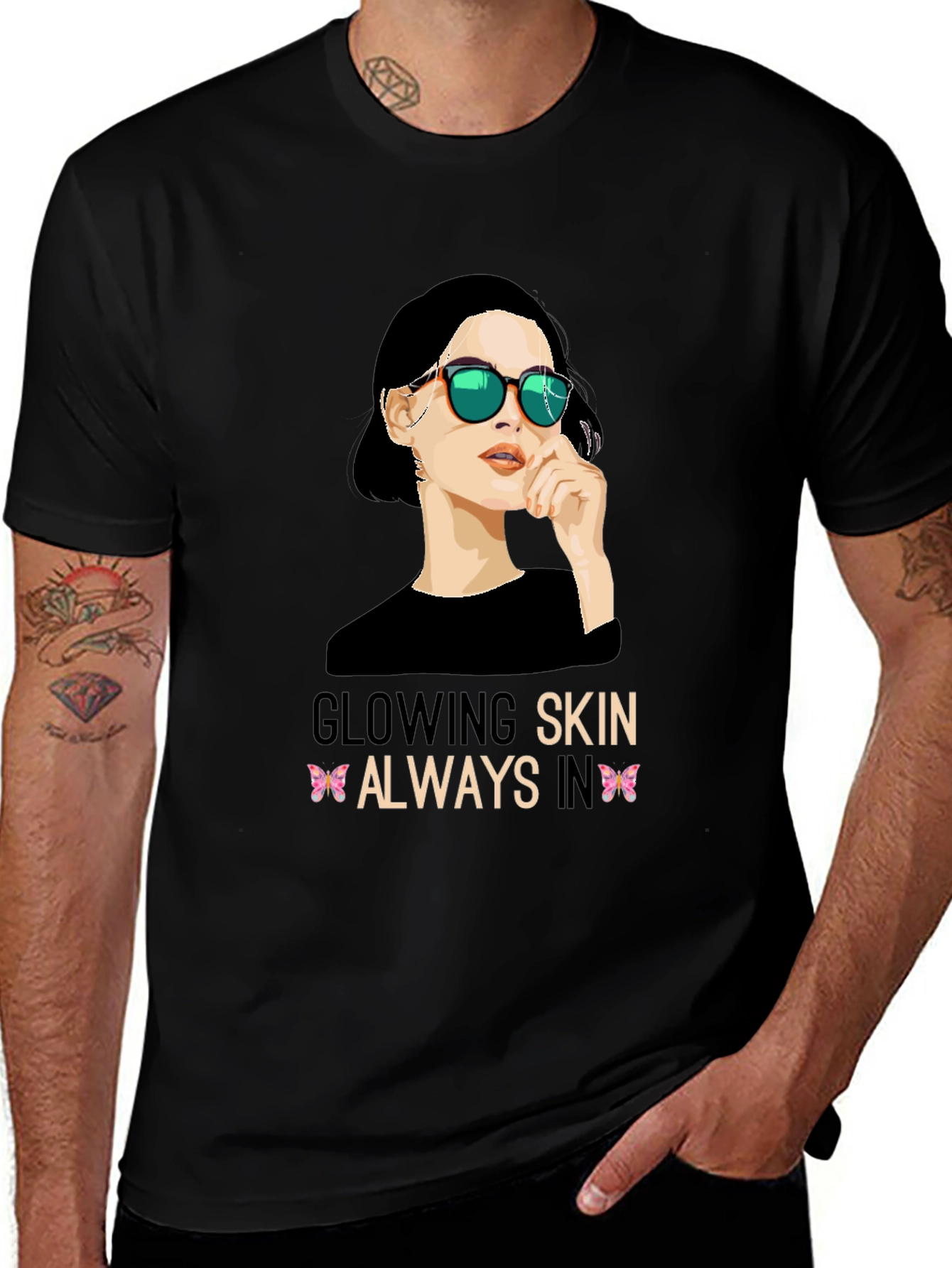 Variant 14 of Glowing Skin Always In Black Graphic Tee