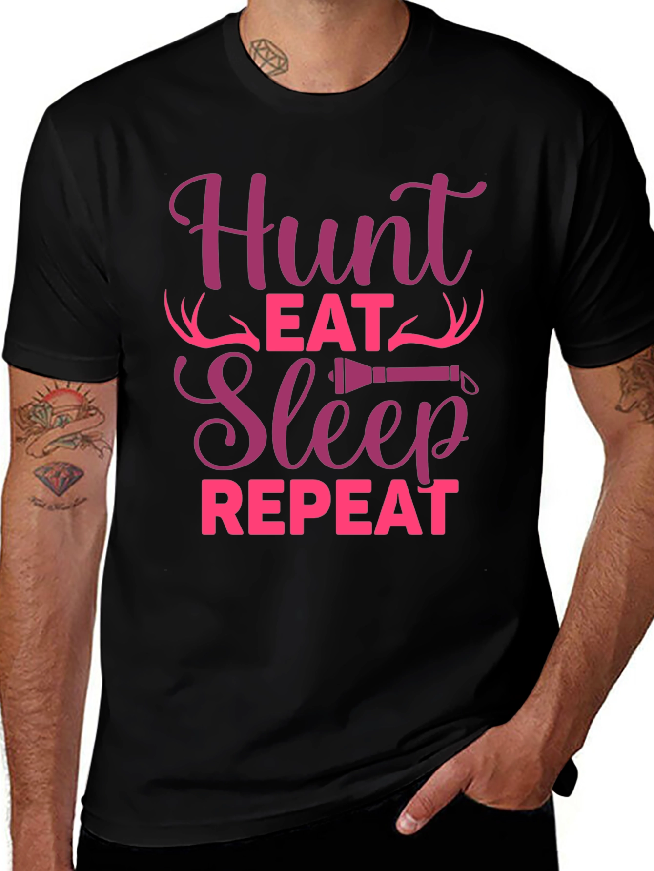Black Hunt Eat Sleep Repeat Graphic Tee main image