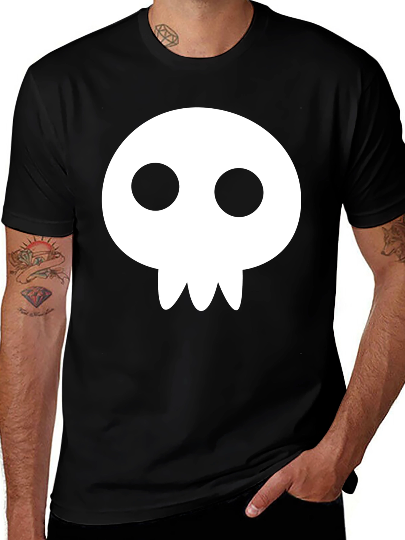 Variant 20 of Black T-Shirt with Cartoon Skull Design