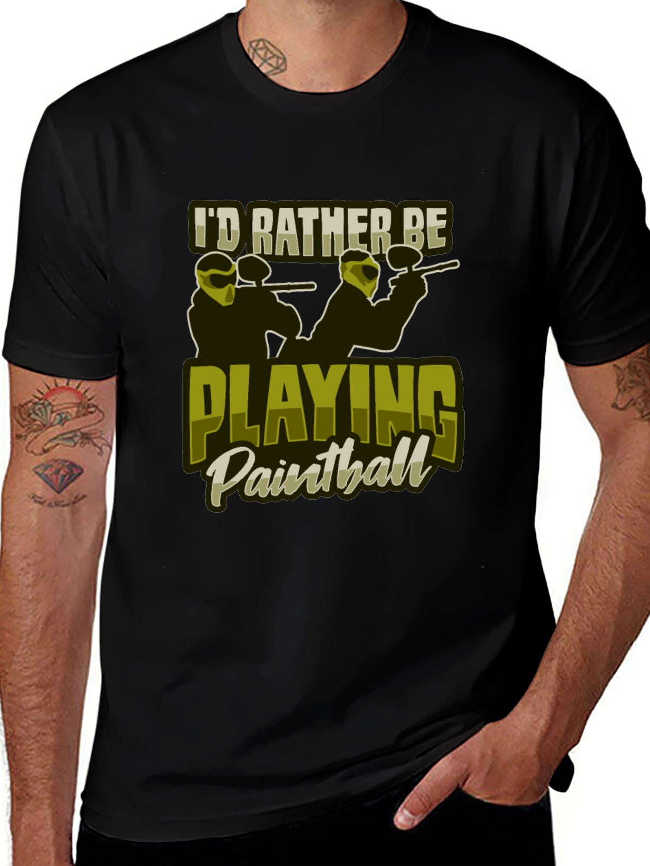 Variant 11 of I'd Rather Be Playing Paintball Black T-Shirt
