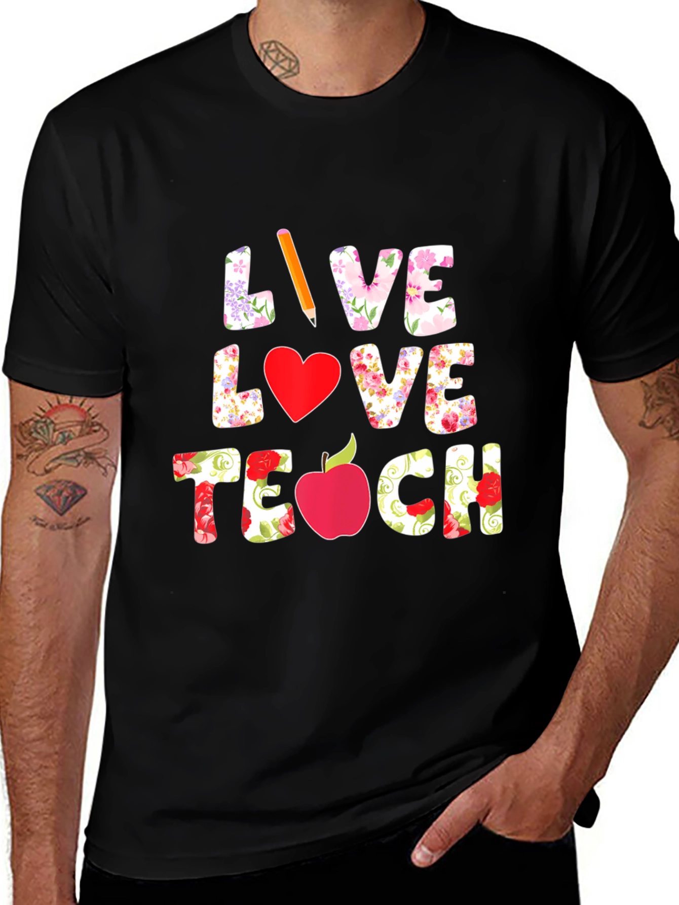 Variant 19 of Live Love Teach Floral Graphic Tee