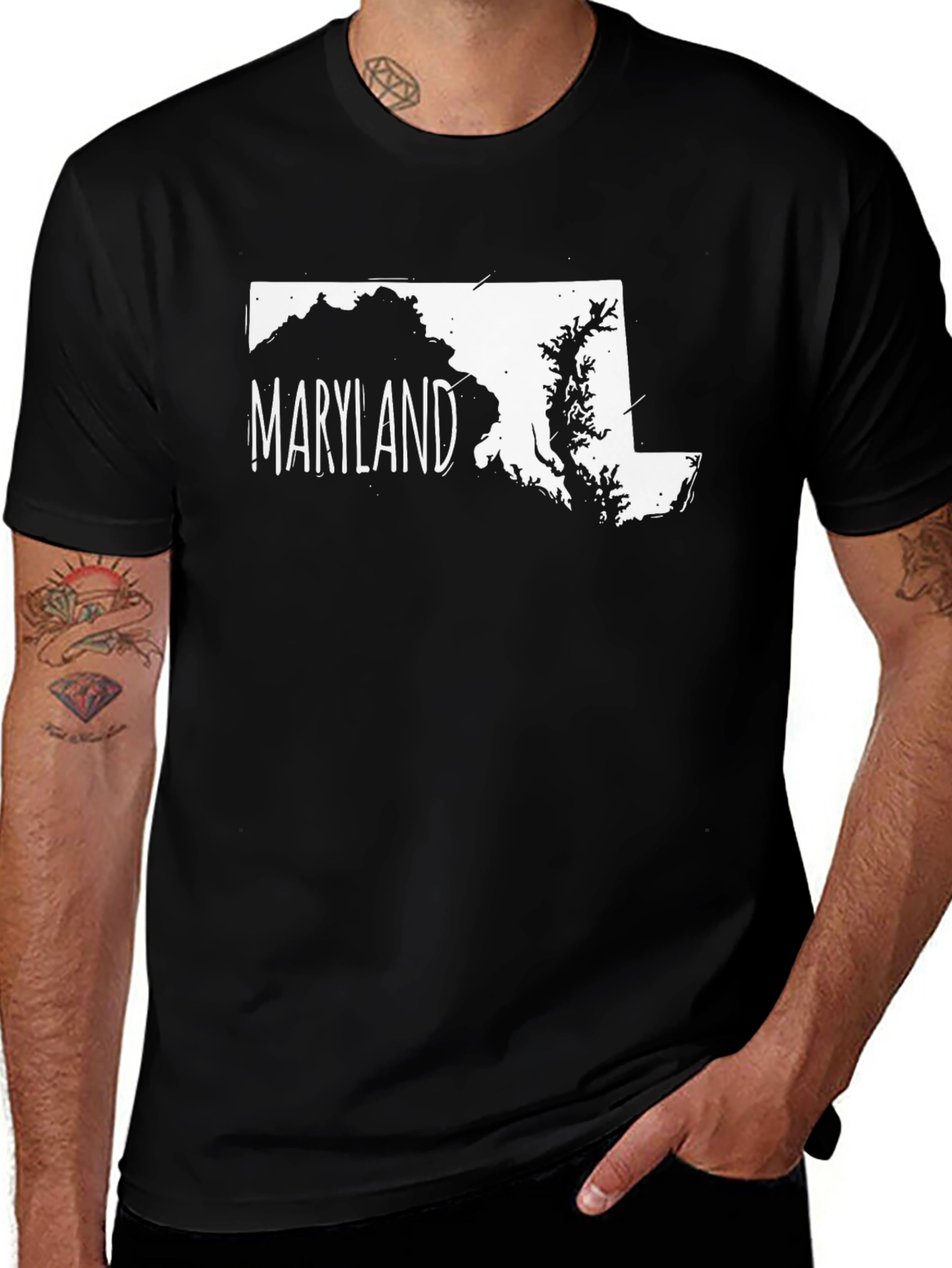 Maryland State Map Graphic Print T-Shirt