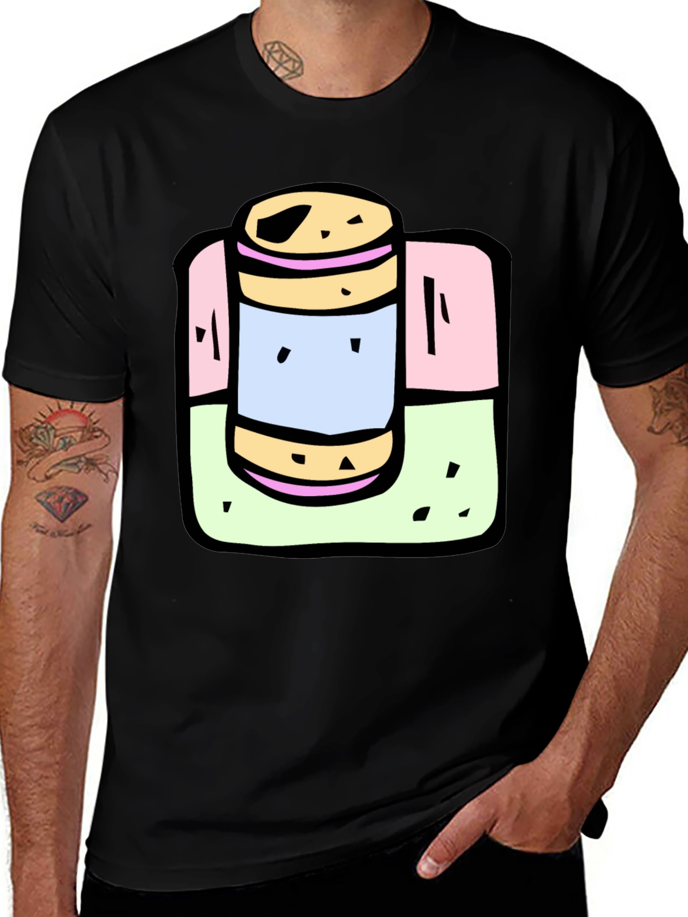 Variant 2 of Retro Block Can Graphic Tee - Funky Men's T-Shirt