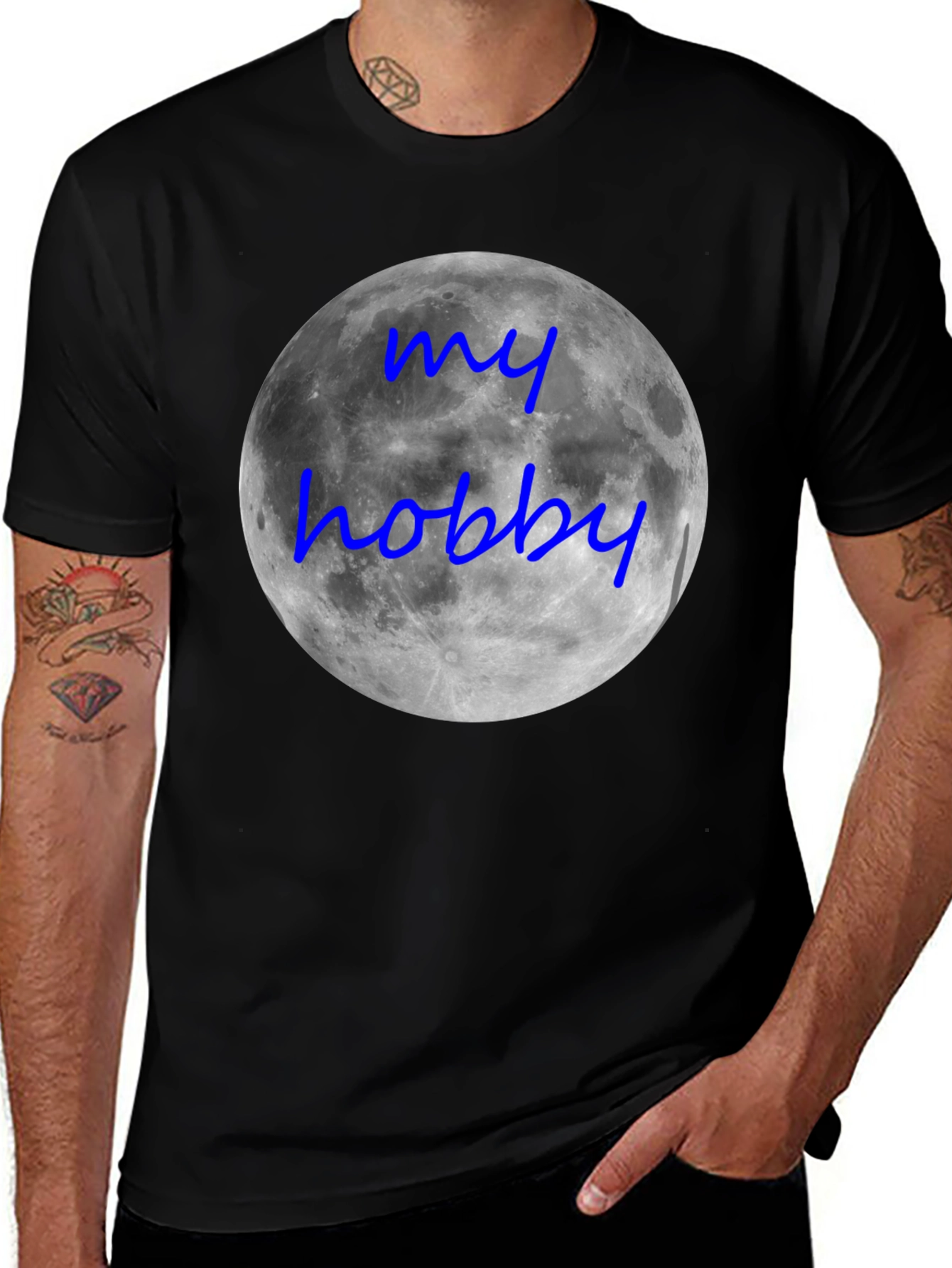 Variant 24 of My Hobby Moon T-Shirt - Black Crew Neck Tee
