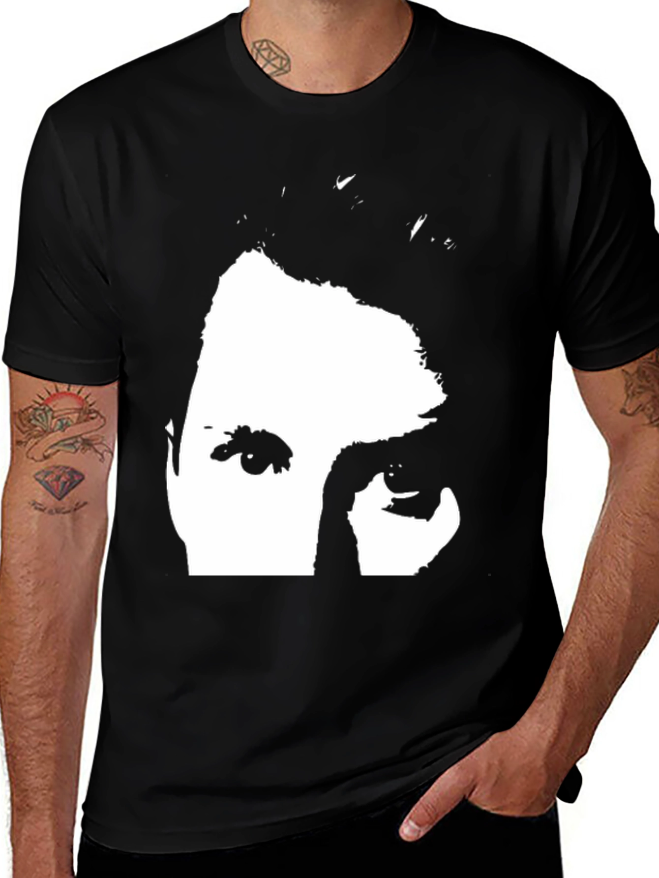 Variant 4 of Black T-Shirt with Face Graphic