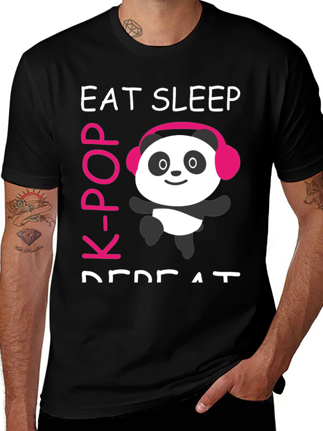 Eat Sleep K-Pop Repeat Panda T-Shirt