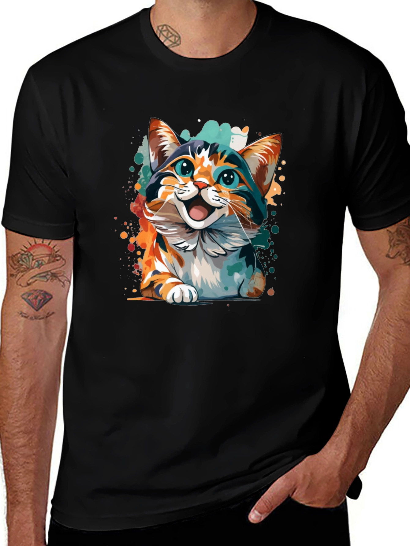 Variant 10 of Cat Art Graphic Tee - Fun & Unique Design