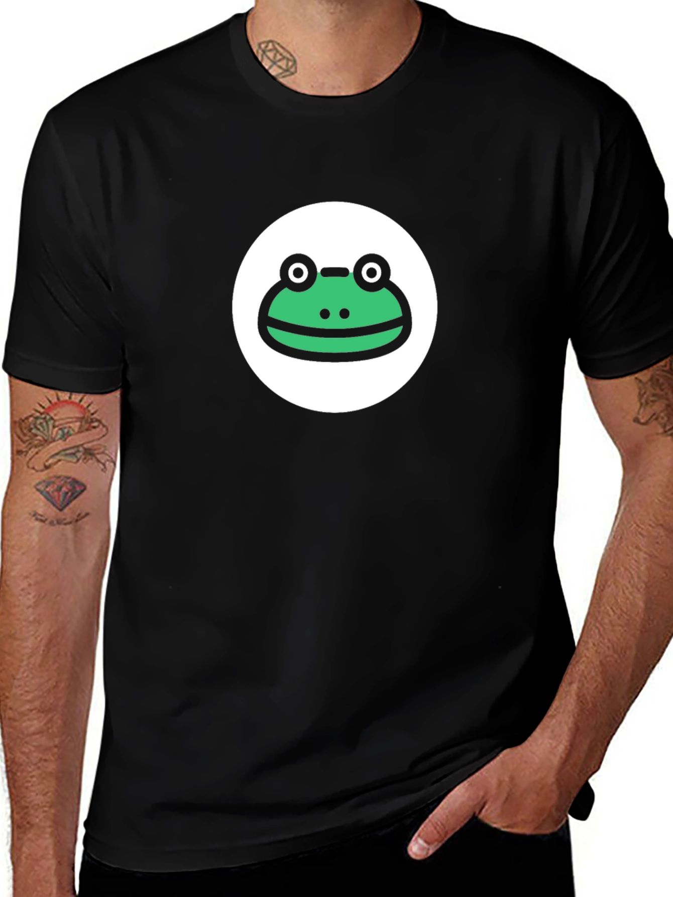 Variant 25 of Frog Face Graphic Tee - Men's Black T-Shirt
