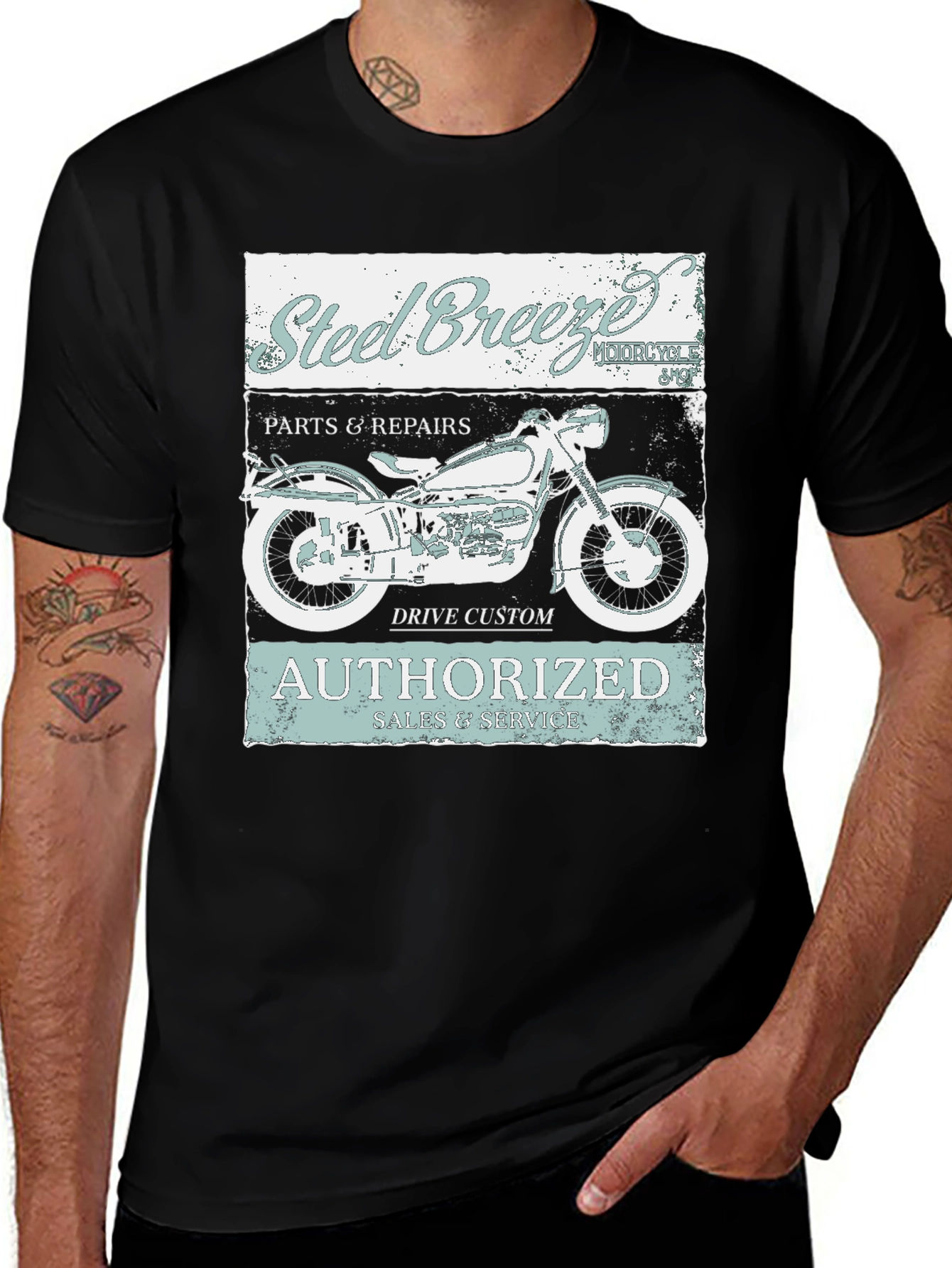 Variant 21 of Steel Breeze Motorcycle T-Shirt - Vintage Design