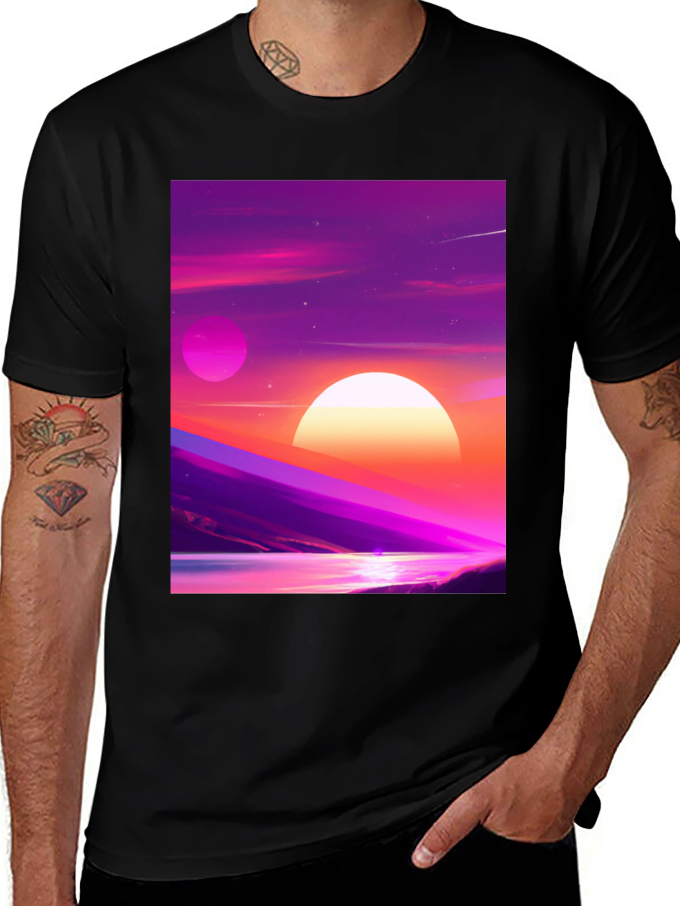 Synthwave Sunset T-Shirt - Retro Graphic Tee
