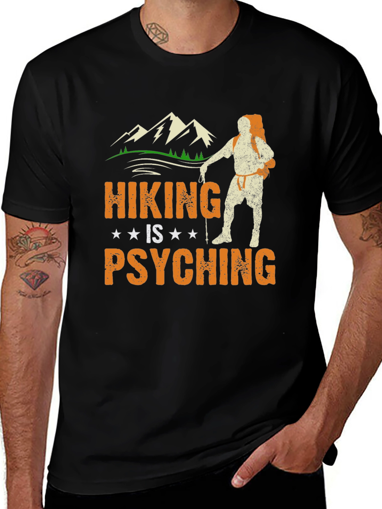 Variant 11 of Hiking Is Psyching Black Graphic Tee