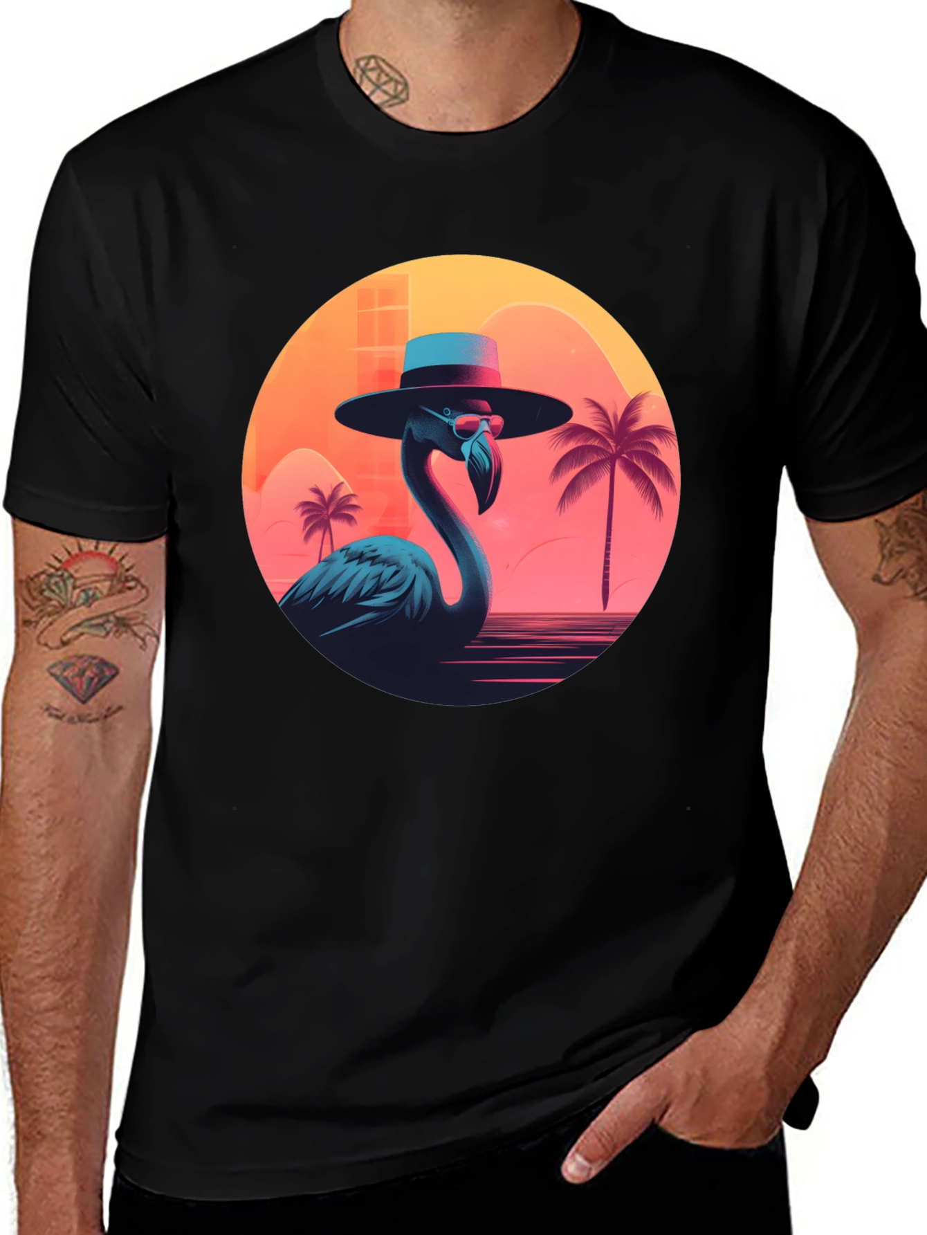 Variant 30 of Cool Flamingo T-Shirt - Retro Style