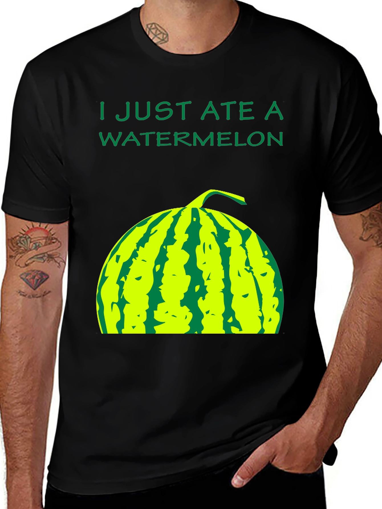 Variant 7 of I Just Ate A Watermelon T-Shirt, Black Novelty Tee