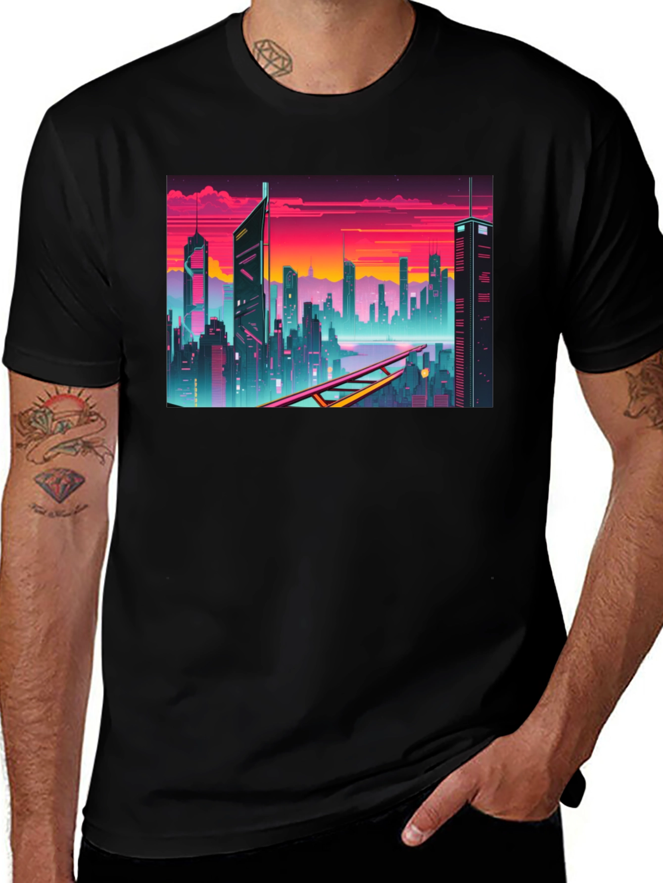 Variant 15 of Cyberpunk Cityscape Graphic T-Shirt
