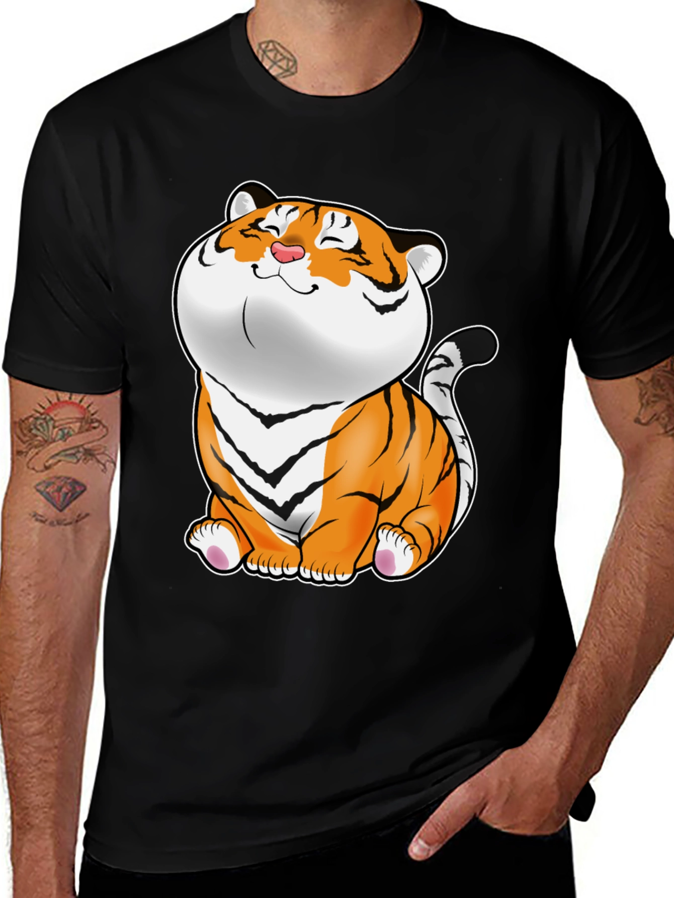 Variant 23 of Cute Tiger Graphic Tee - Black Unisex T-Shirt