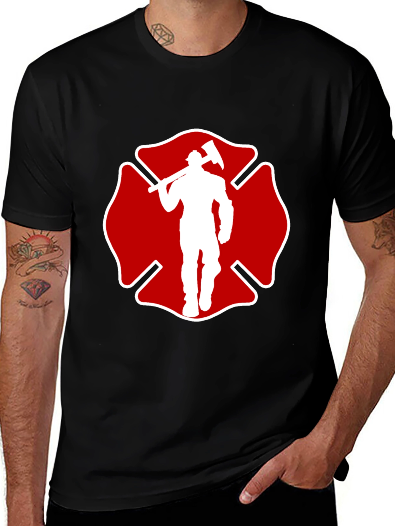 Firefighter Maltese Cross Graphic T-Shirt