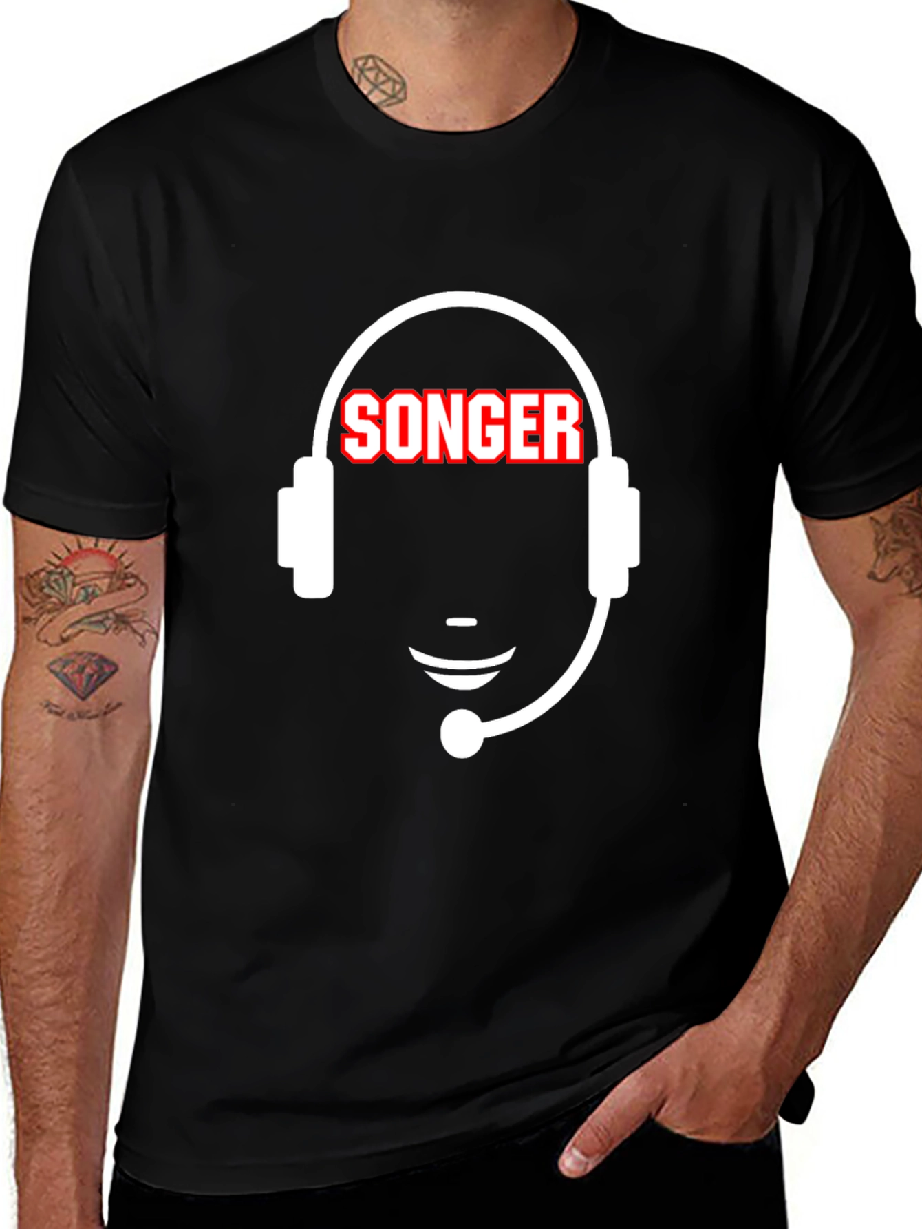 SONGER Headset T-Shirt - Black Cotton Tee