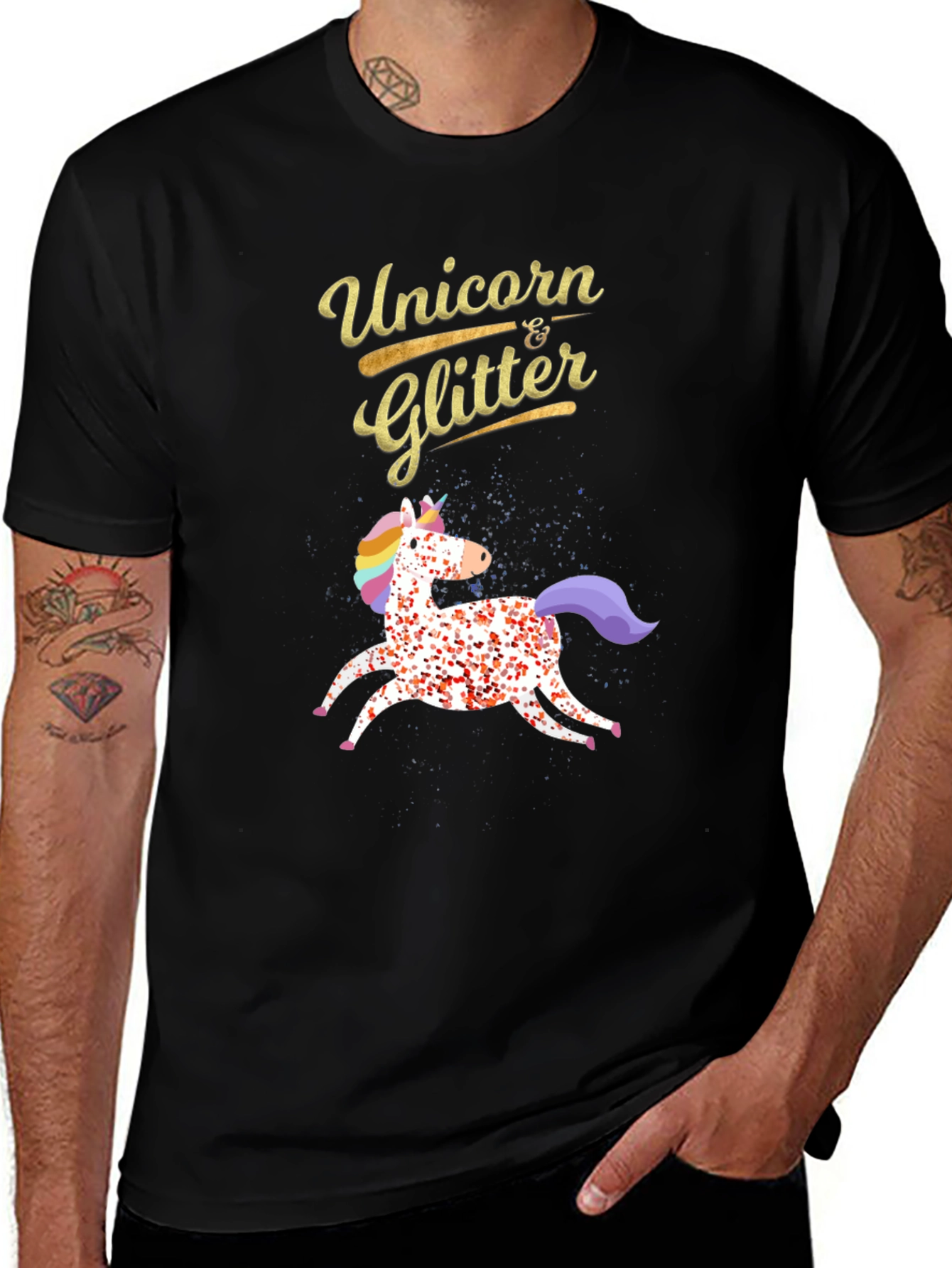 Variant 8 of Unicorn & Glitter Black T-Shirt