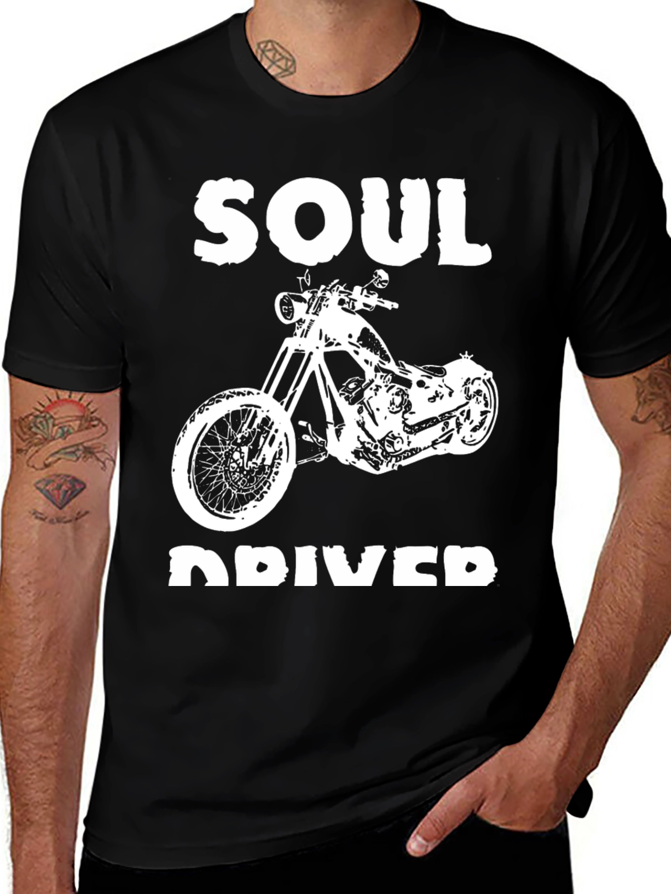 Black Soul Driver Motorcycle Graphic T-Shirt - Black main image