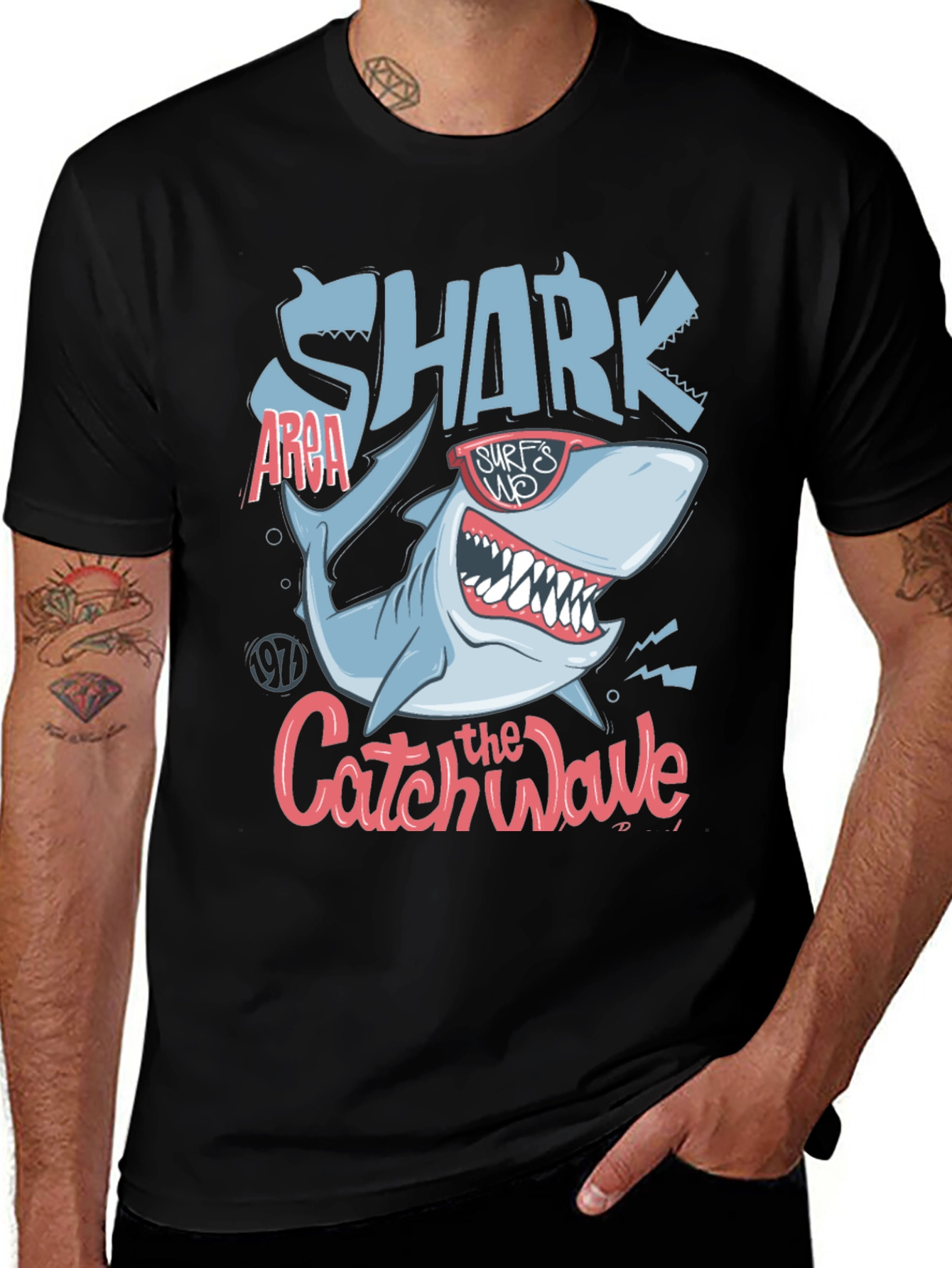 Shark Catch the Wave Graphic Tee - Surf's Up!