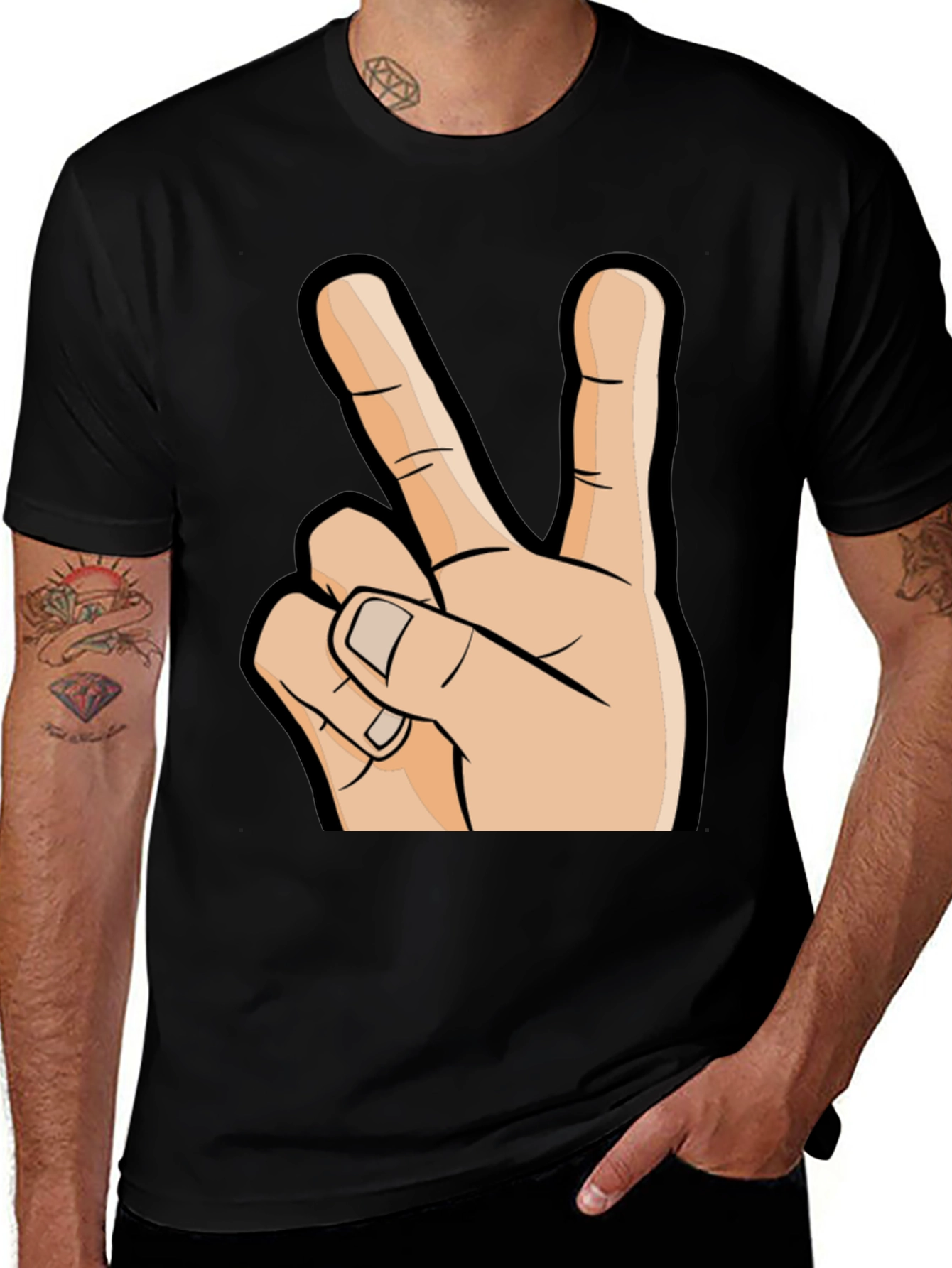Variant 9 of Peace Sign Graphic T-Shirt - Black
