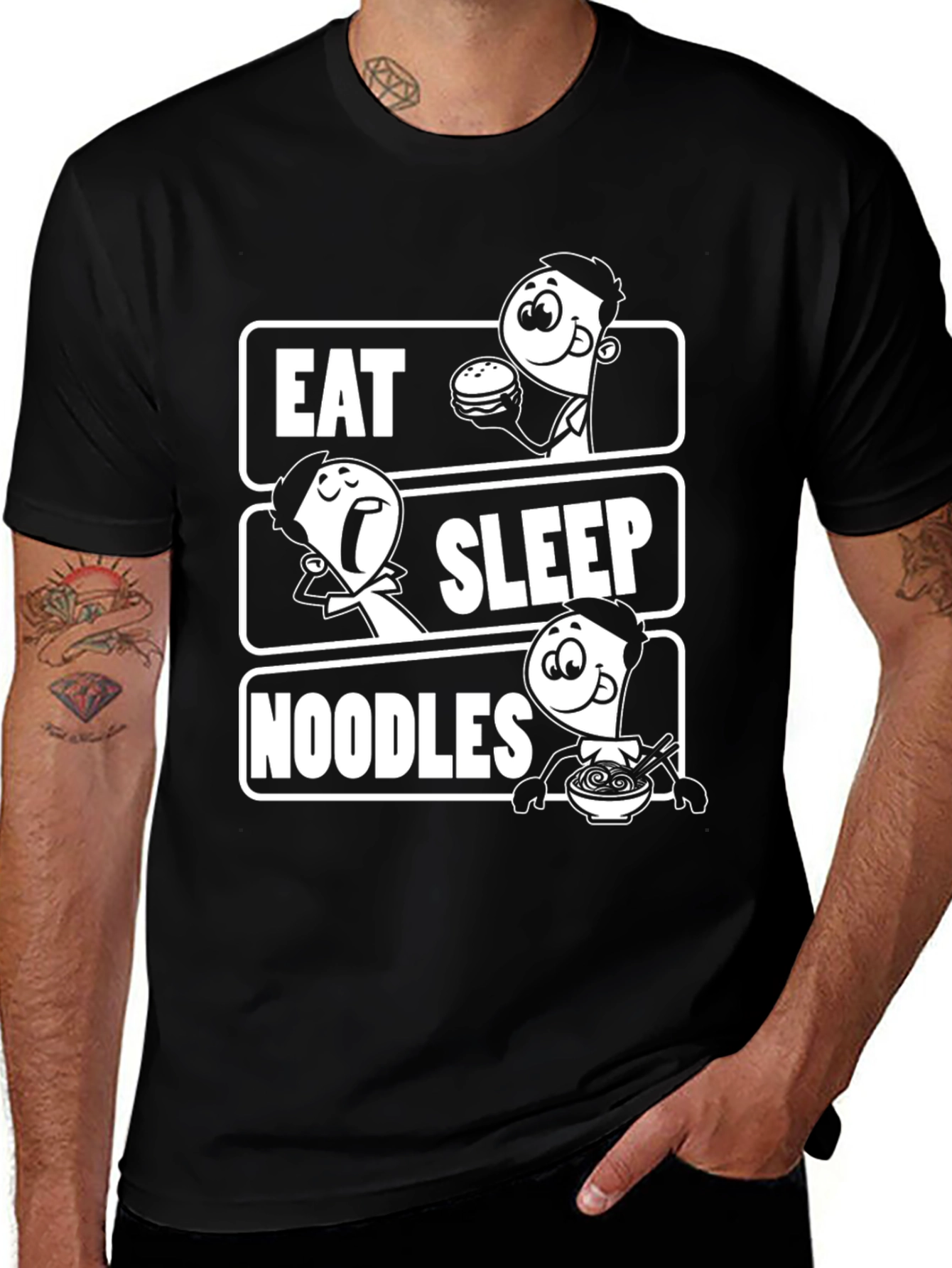 Variant 4 of Eat Sleep Noodles Graphic Tee -  Black Unisex T-Shirt