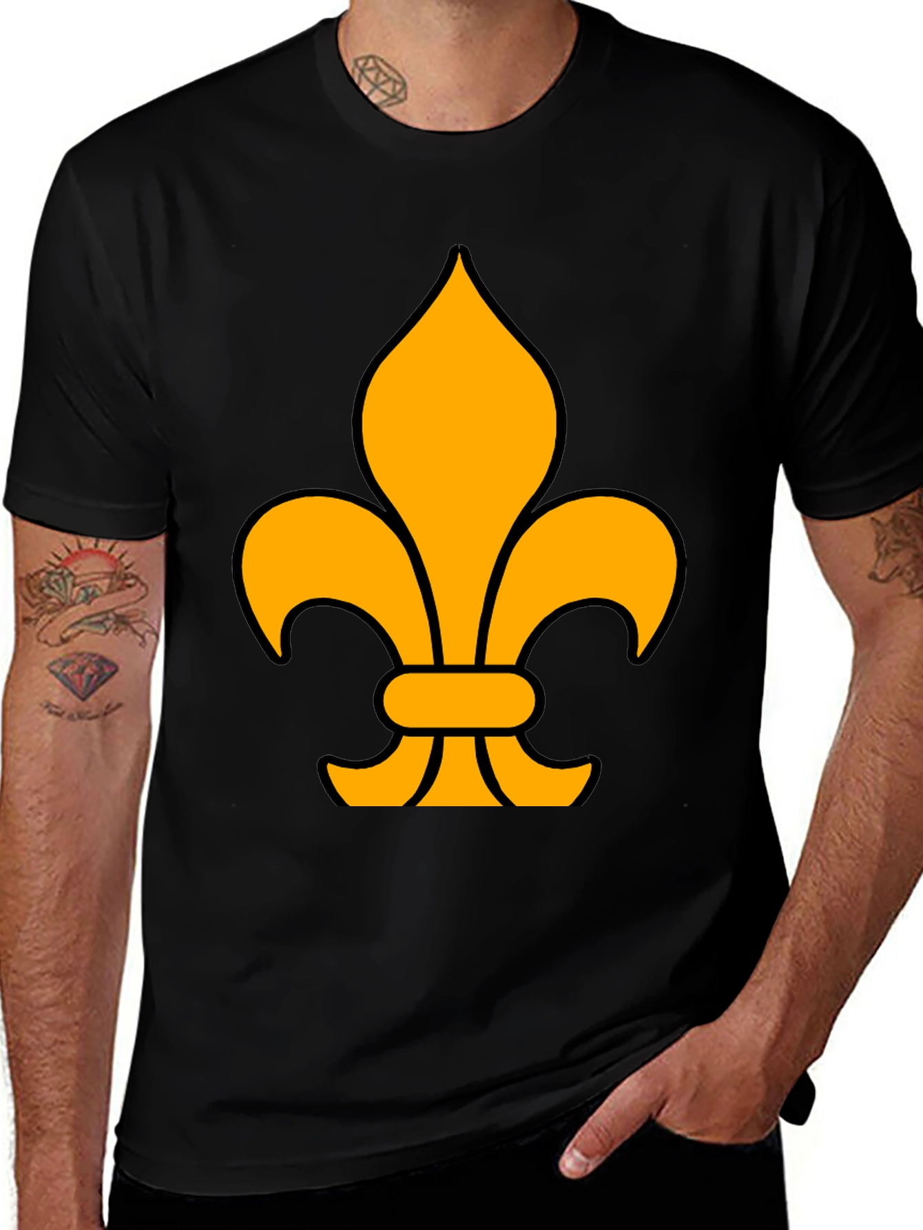 Variant 6 of Fleur-de-Lis Graphic Tee - Stylish Black T-Shirt