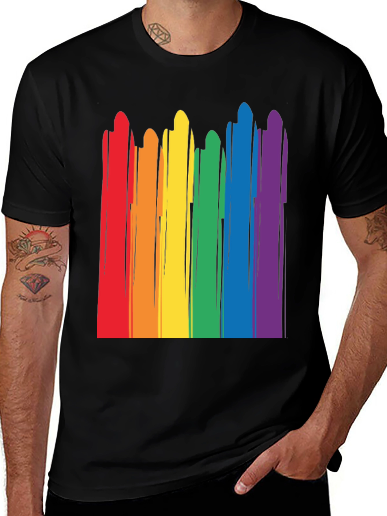 Variant 14 of Rainbow Stripe Graphic Tee - Pride Month