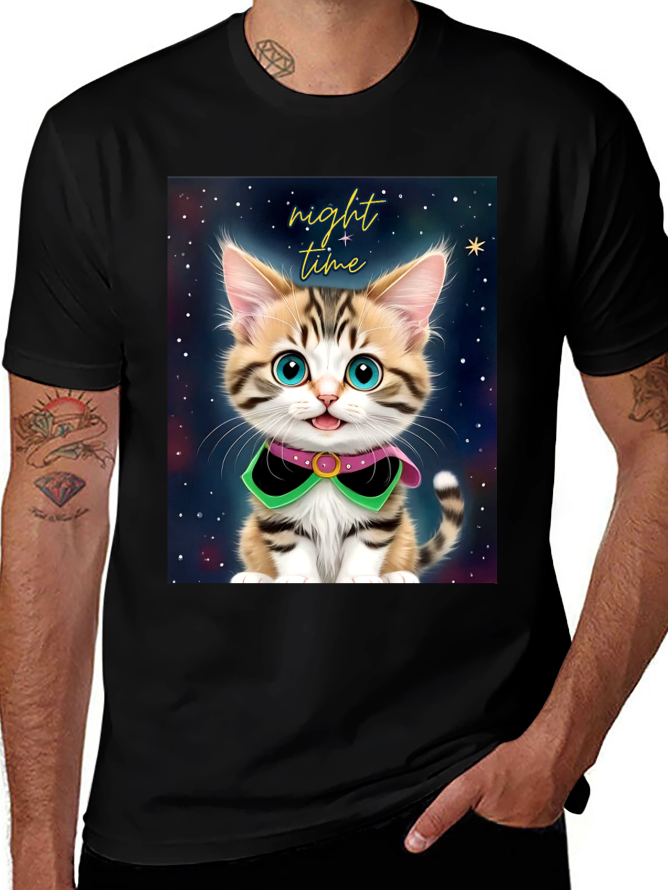 Variant 10 of Night Time Kitten Graphic Tee