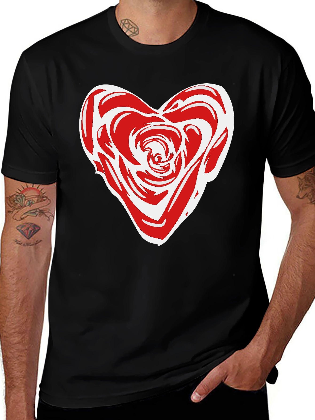 Variant 6 of Heart Rose Graphic Tee - Modern Style