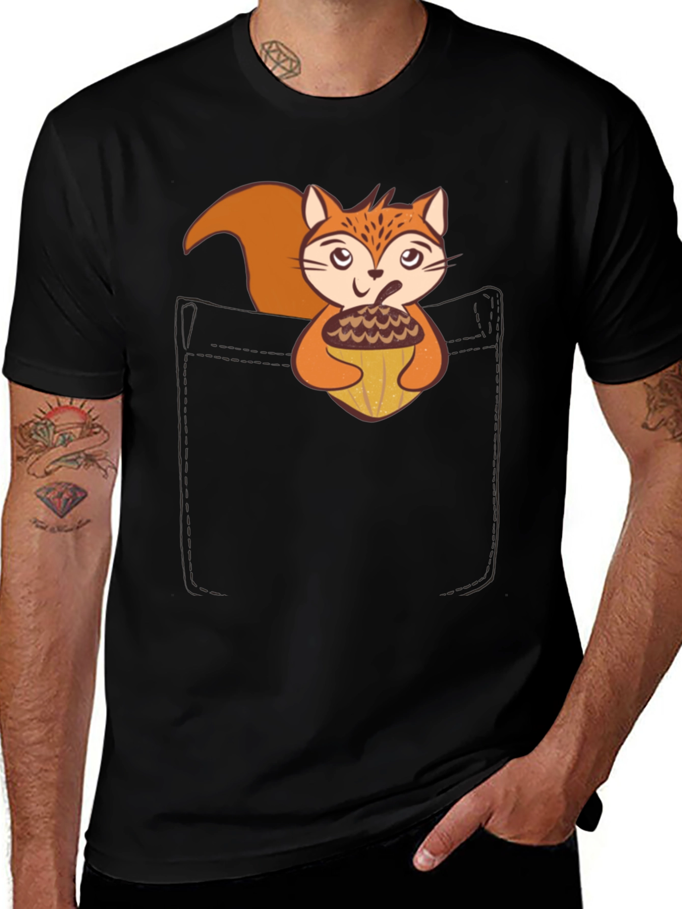 Variant 10 of Squirrel Pocket T-Shirt - Cute Animal Graphic Tee