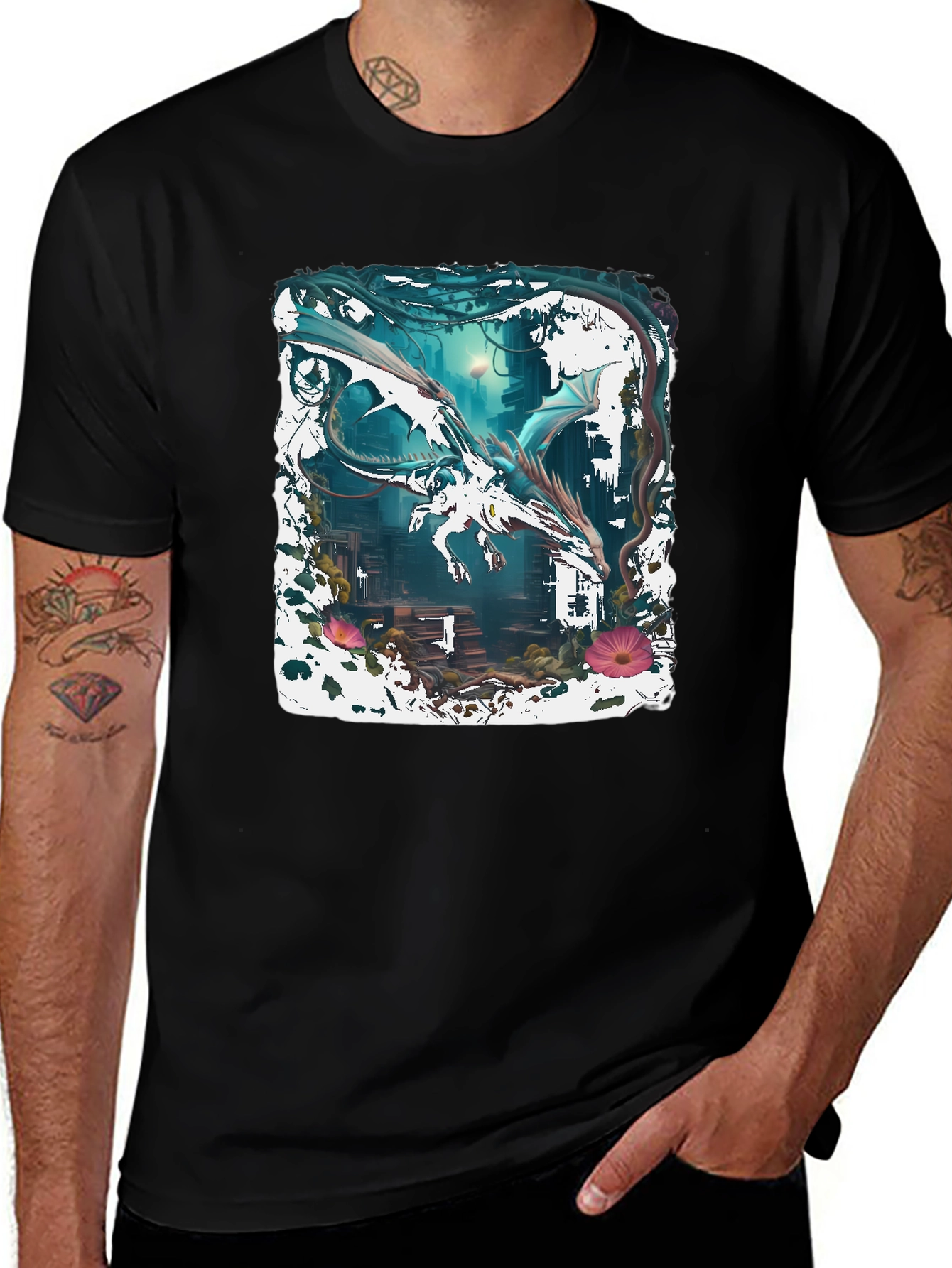 Variant 28 of Dragon Art Graphic Tee - Fantasy Creature Shirt