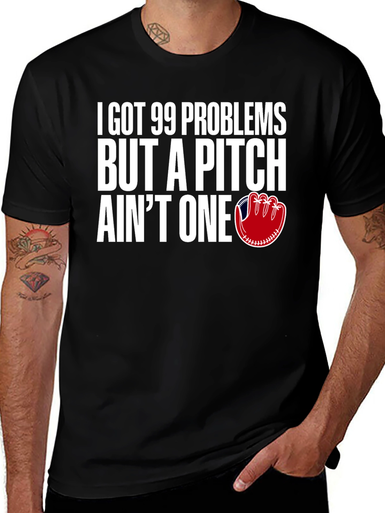 Variant 3 of 99 Problems Pitch Ain't One Baseball T-Shirt