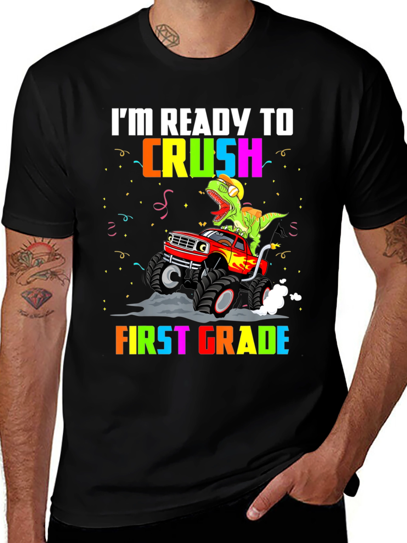 Variant 27 of Ready to Crush First Grade Dinosaur Monster Truck T-Shirt