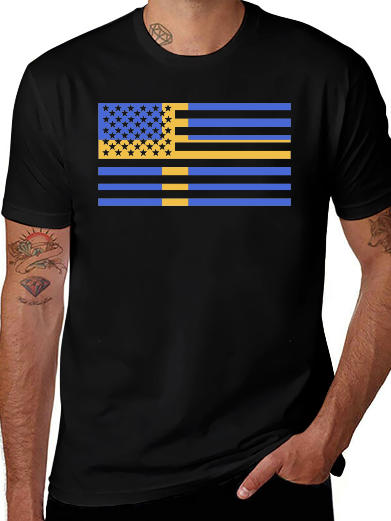 Variant 3 of Unique USA/Sweden Flag Graphic Tee