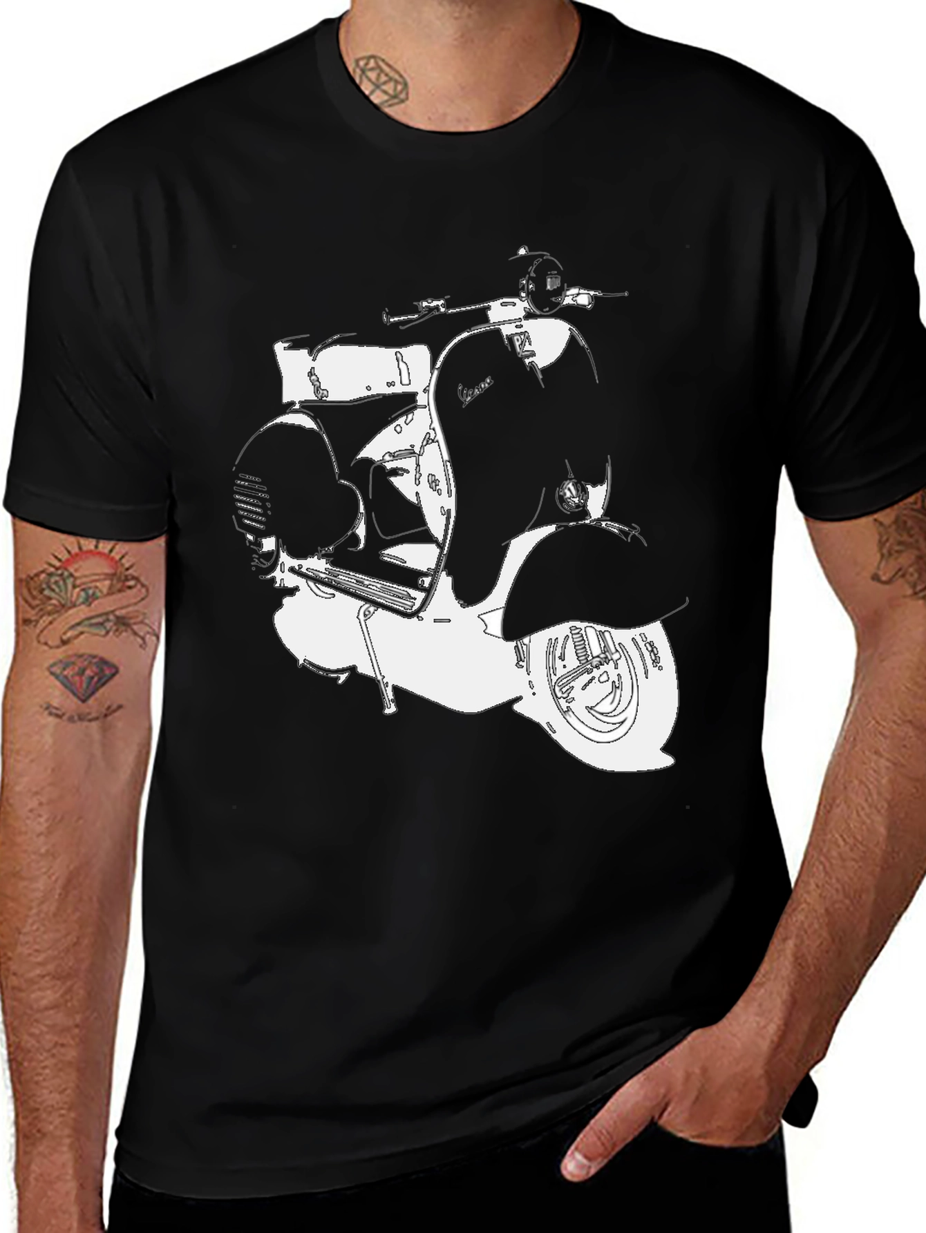 Variant 28 of Retro Scooter Graphic Tee - Black