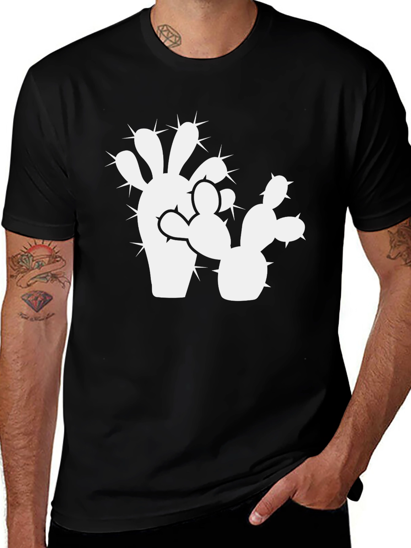 Variant 27 of Cactus Graphic Black T-Shirt