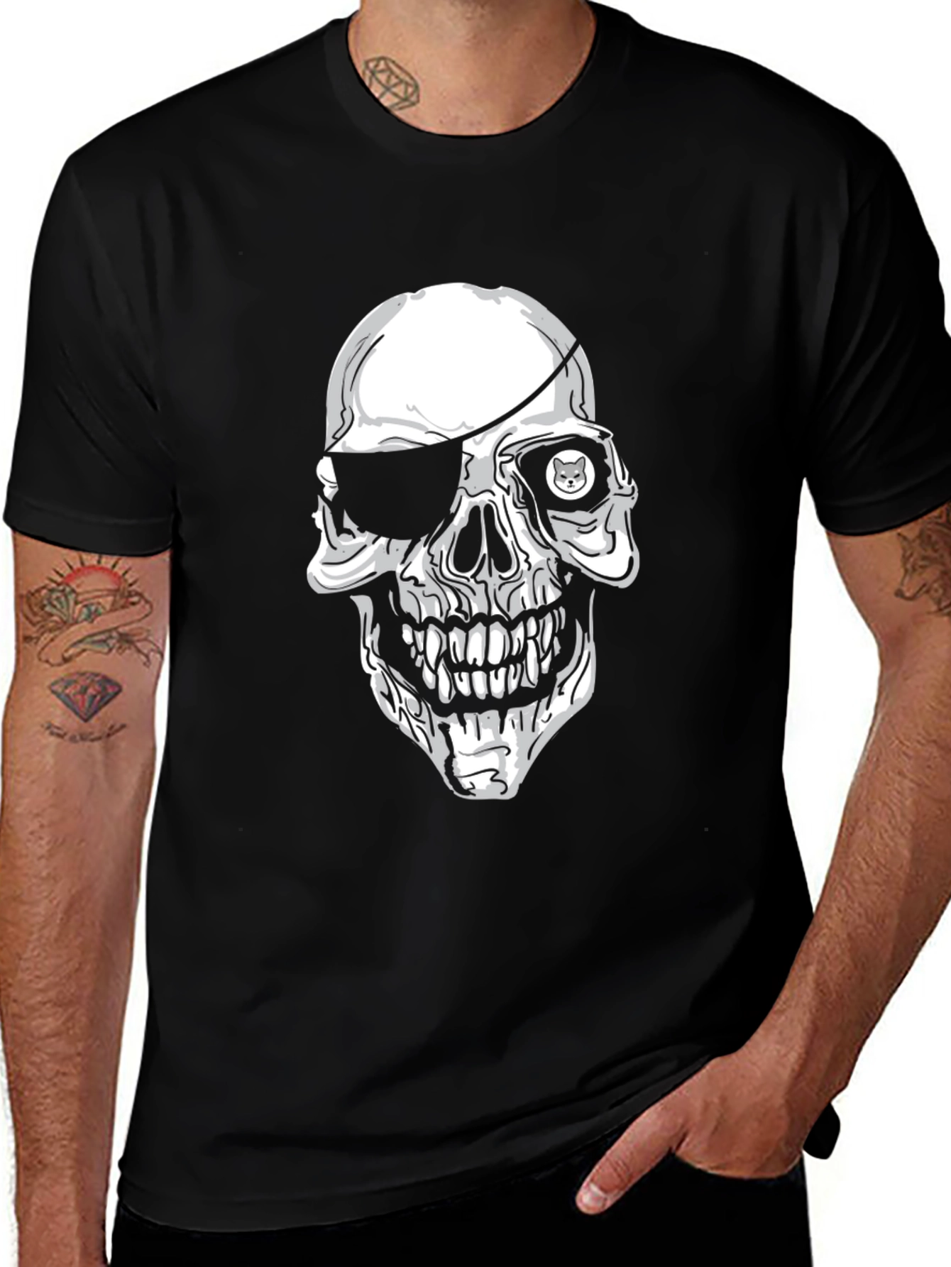 Variant 13 of Skull & Eyepatch Graphic Tee - Men's Black T-Shirt