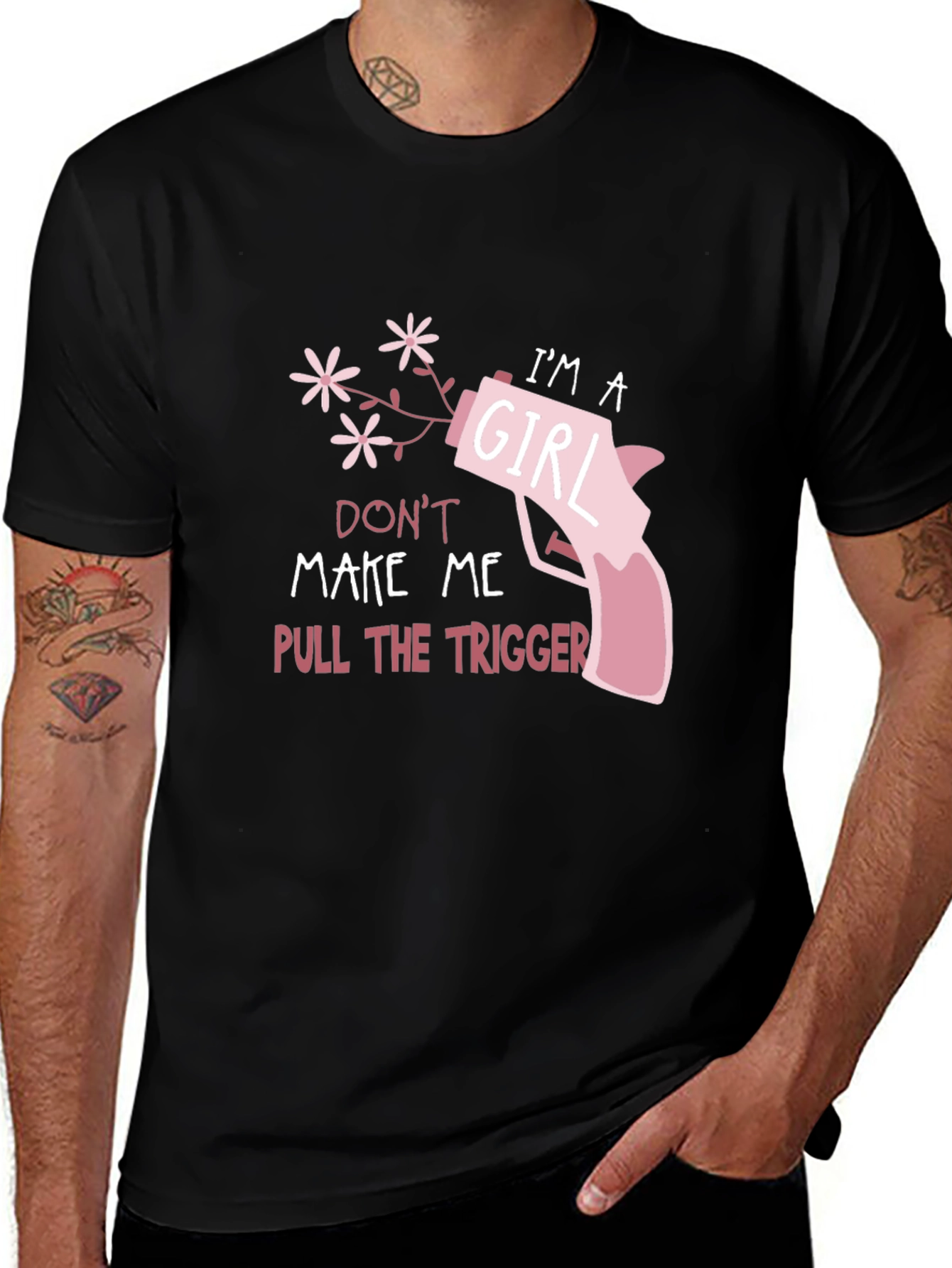 Variant 7 of I'm A Girl Pull The Trigger Black T-Shirt