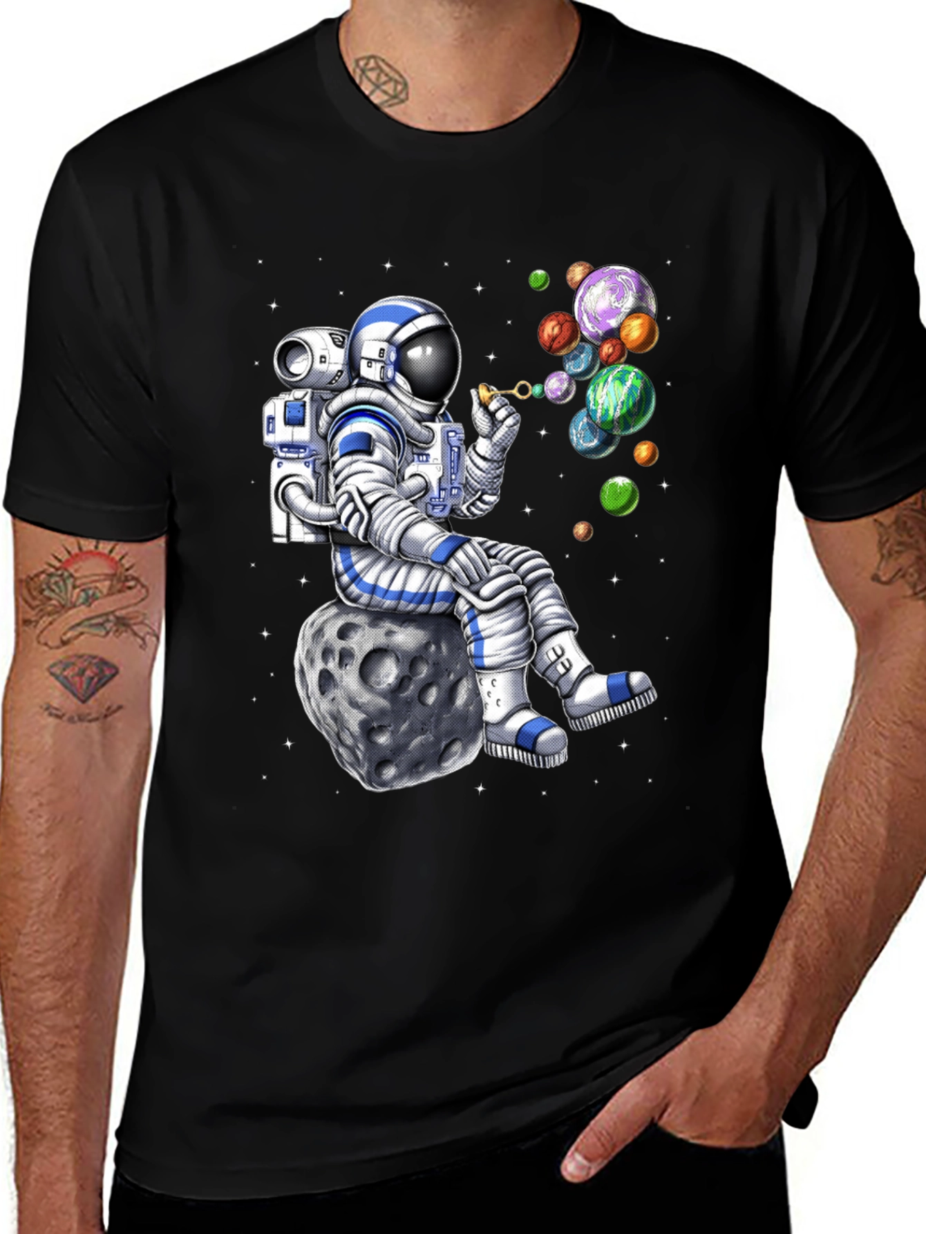 Variant 25 of Astronaut Blowing Bubbles T-Shirt