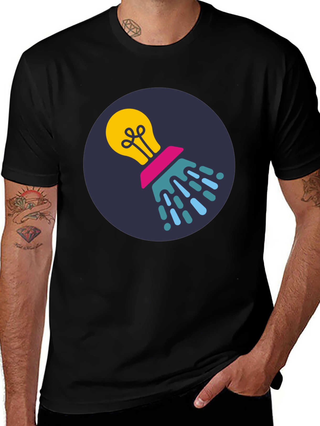 Variant 23 of Idea Lightbulb Graphic Tee - Mens Black T-Shirt