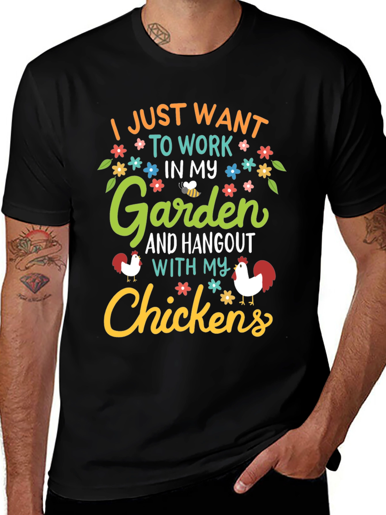 Variant 13 of Garden & Chickens Graphic Tee - Work in My Garden T-Shirt